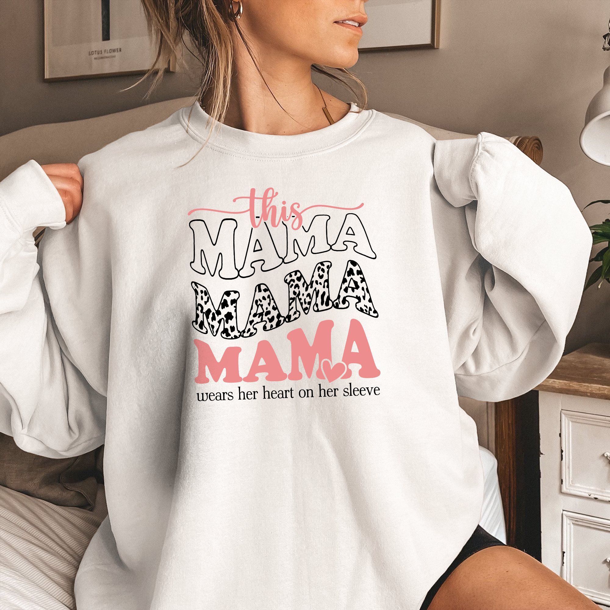 This Mama Wears Her Heart On Her Sleeve - Personalized Sweatshirt