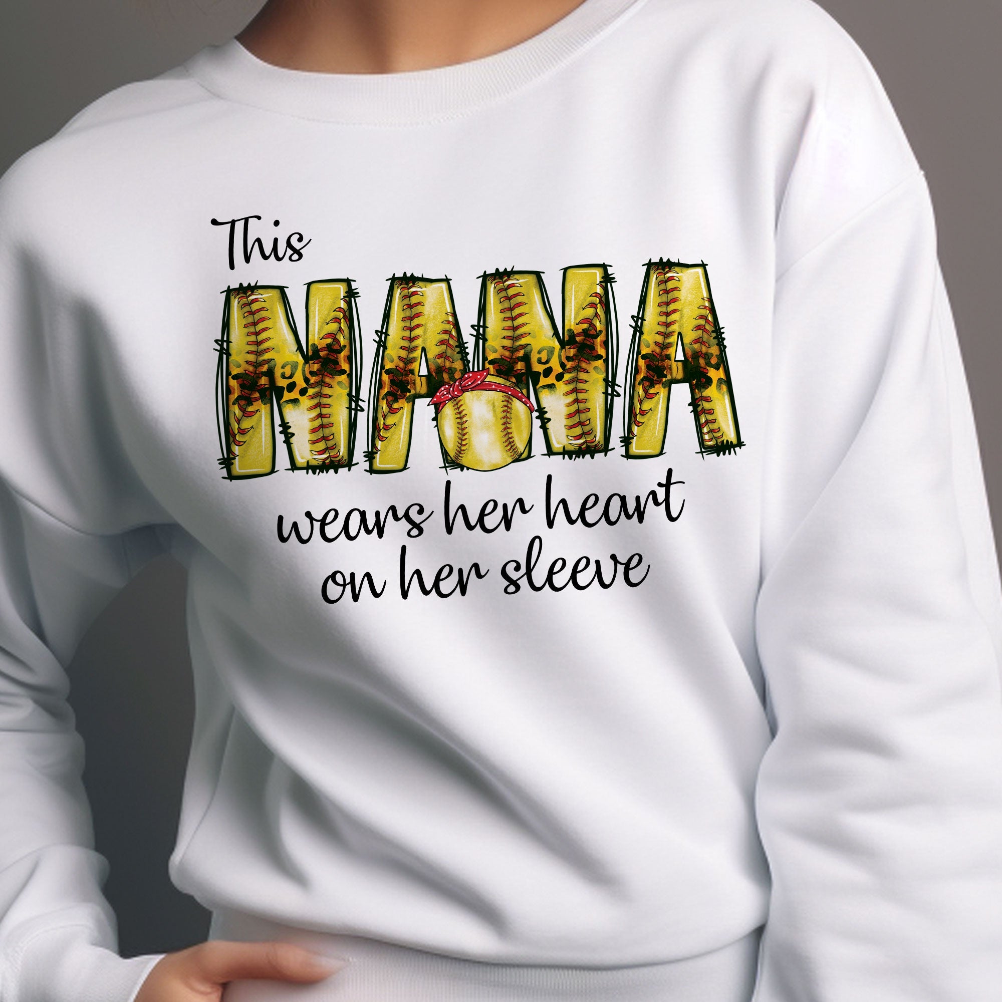 This Softball Mom Wear Her Heart On Her Sleeve - Personalized Sweatshirt