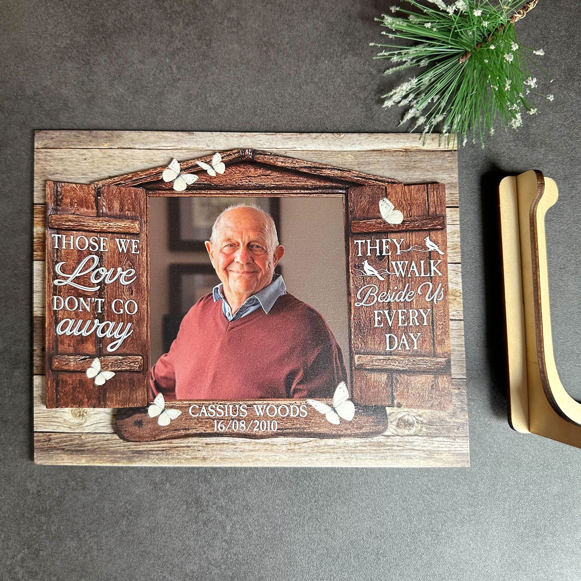 Those We Love Don't Go Away - Personalized Wooden Photo Plaque