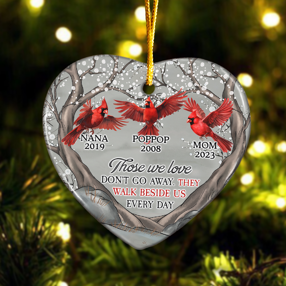 Those We Love Don't Go Away - Personalized Heart Shaped Ceramic Ornament