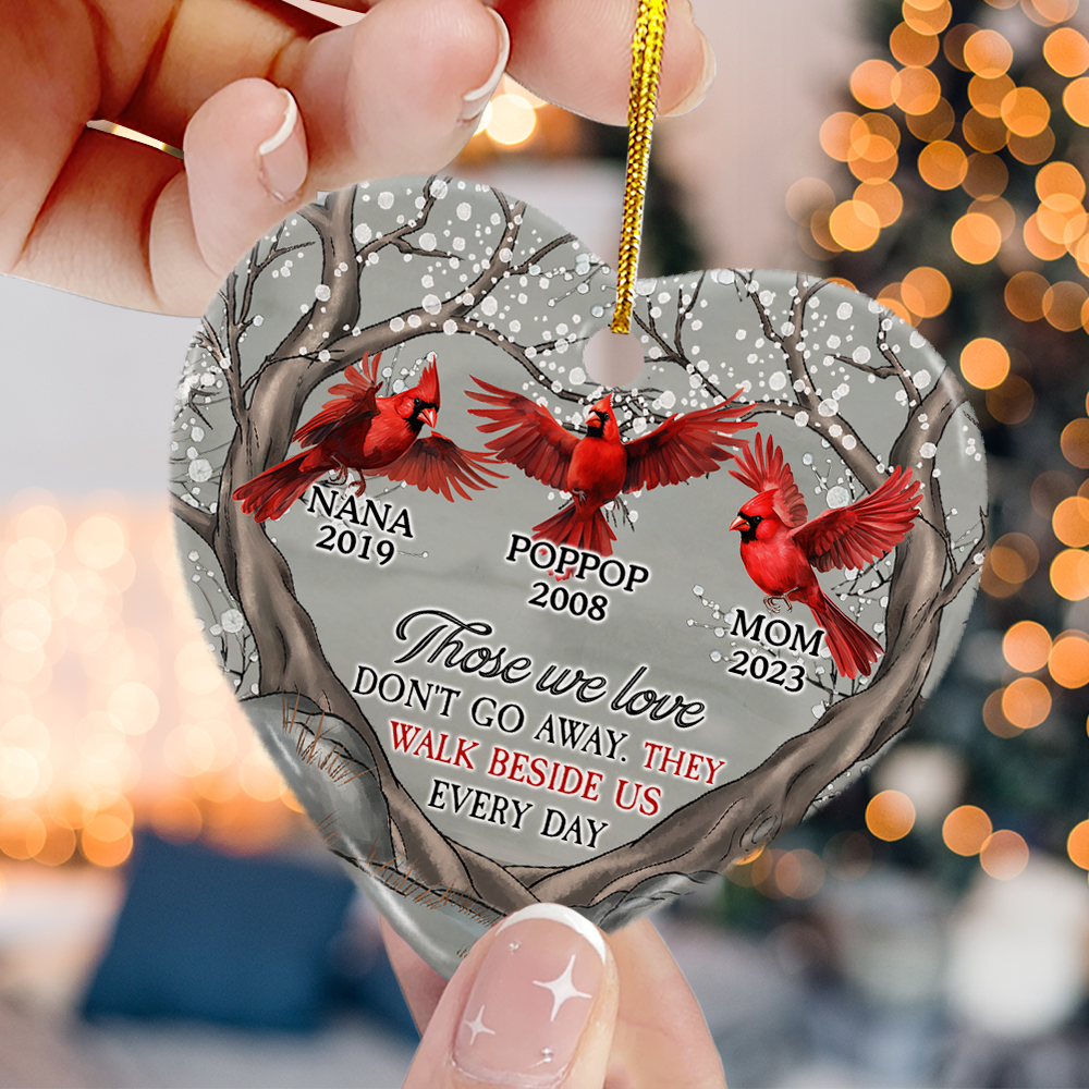 Those We Love Don't Go Away - Personalized Heart Shaped Ceramic Ornament