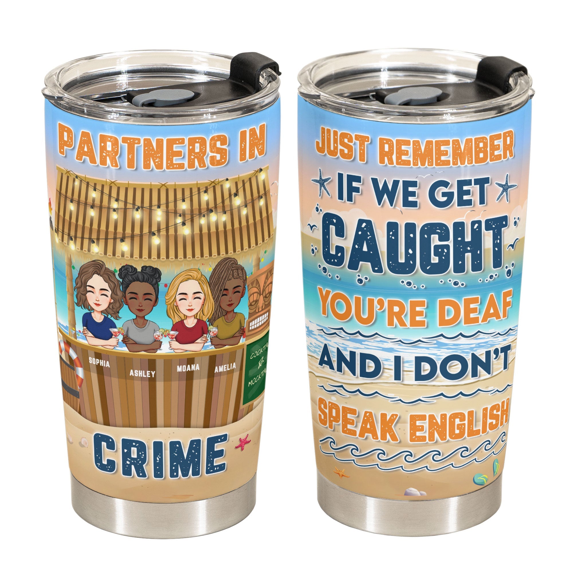 Tiki Bar - Partners In Crime - Personalized Tumbler Cup