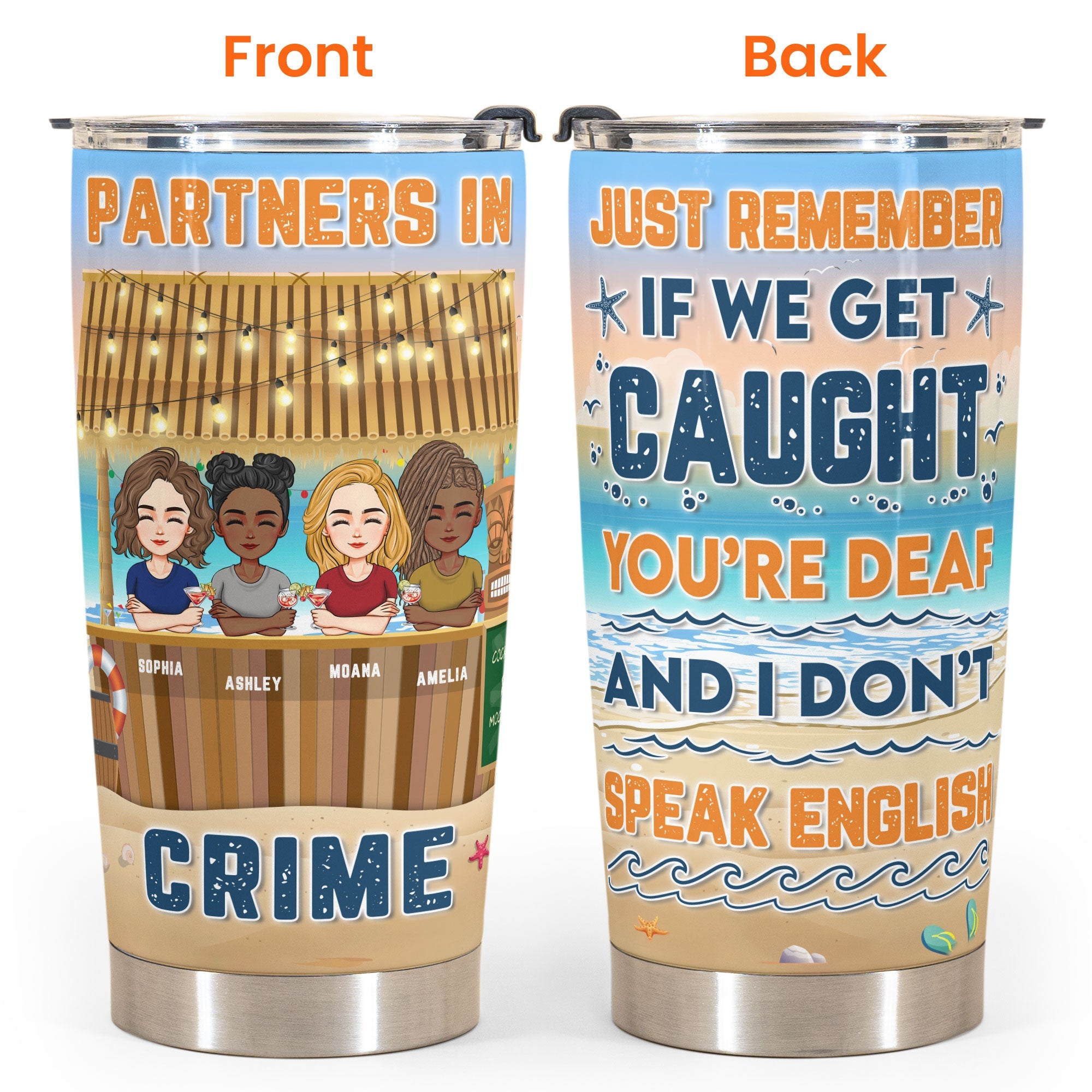 Tiki Bar - Partners In Crime - Personalized Tumbler Cup