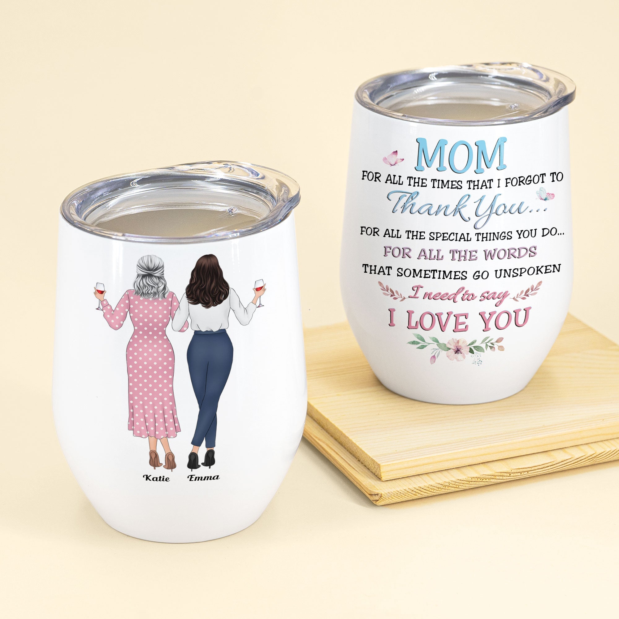 To Mom Words Go Unspoken - Personalized Wine Tumbler - Mother's Day Gift For Mother, Mama, Grandma