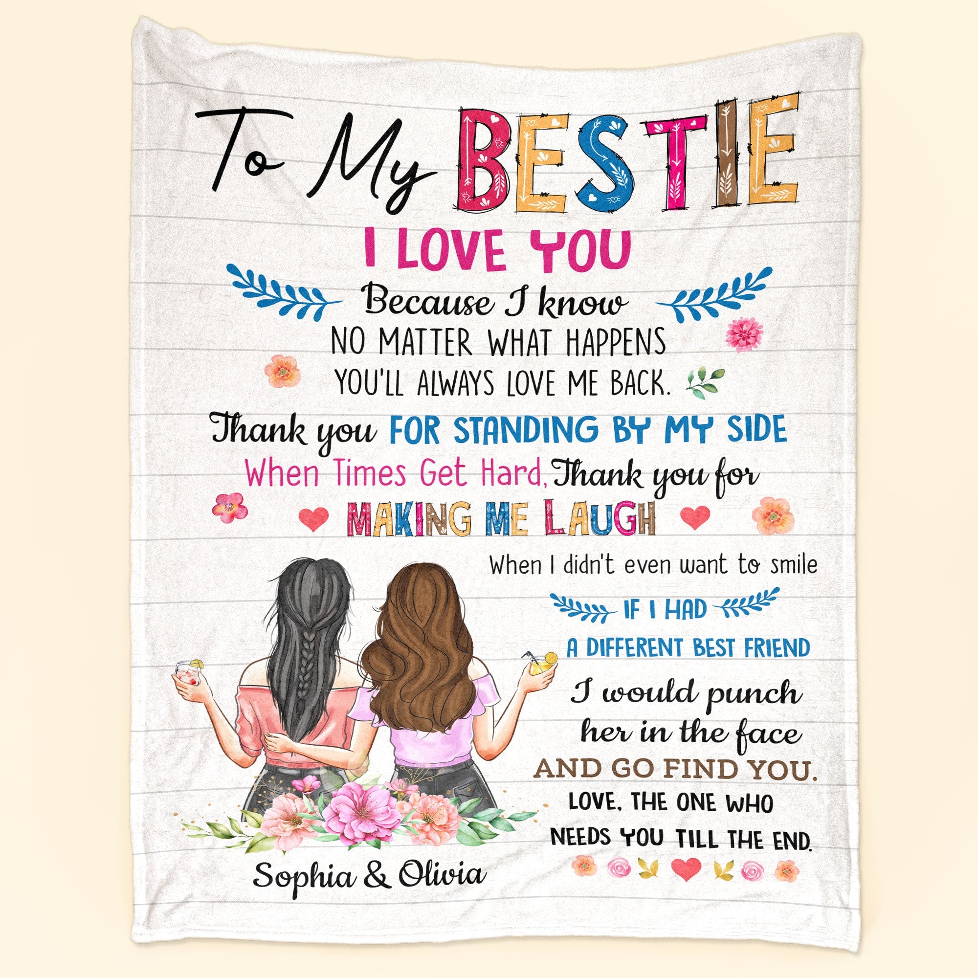 To My Bestie I Love You - Personalized Blanket