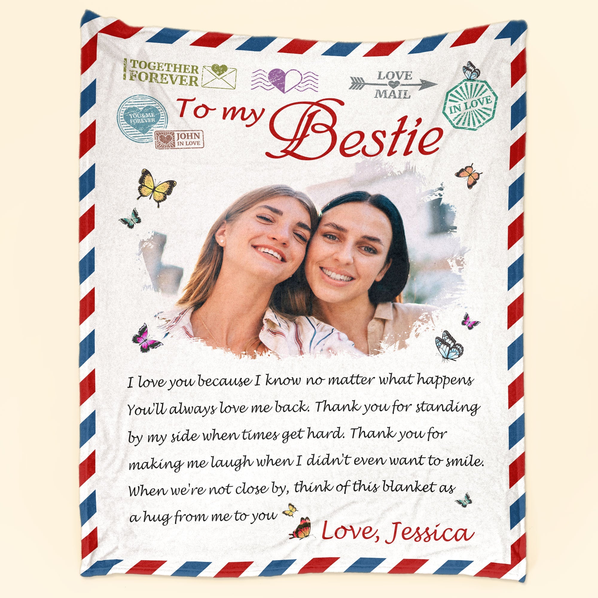 To My Bestie - Personalized Photo Blanket