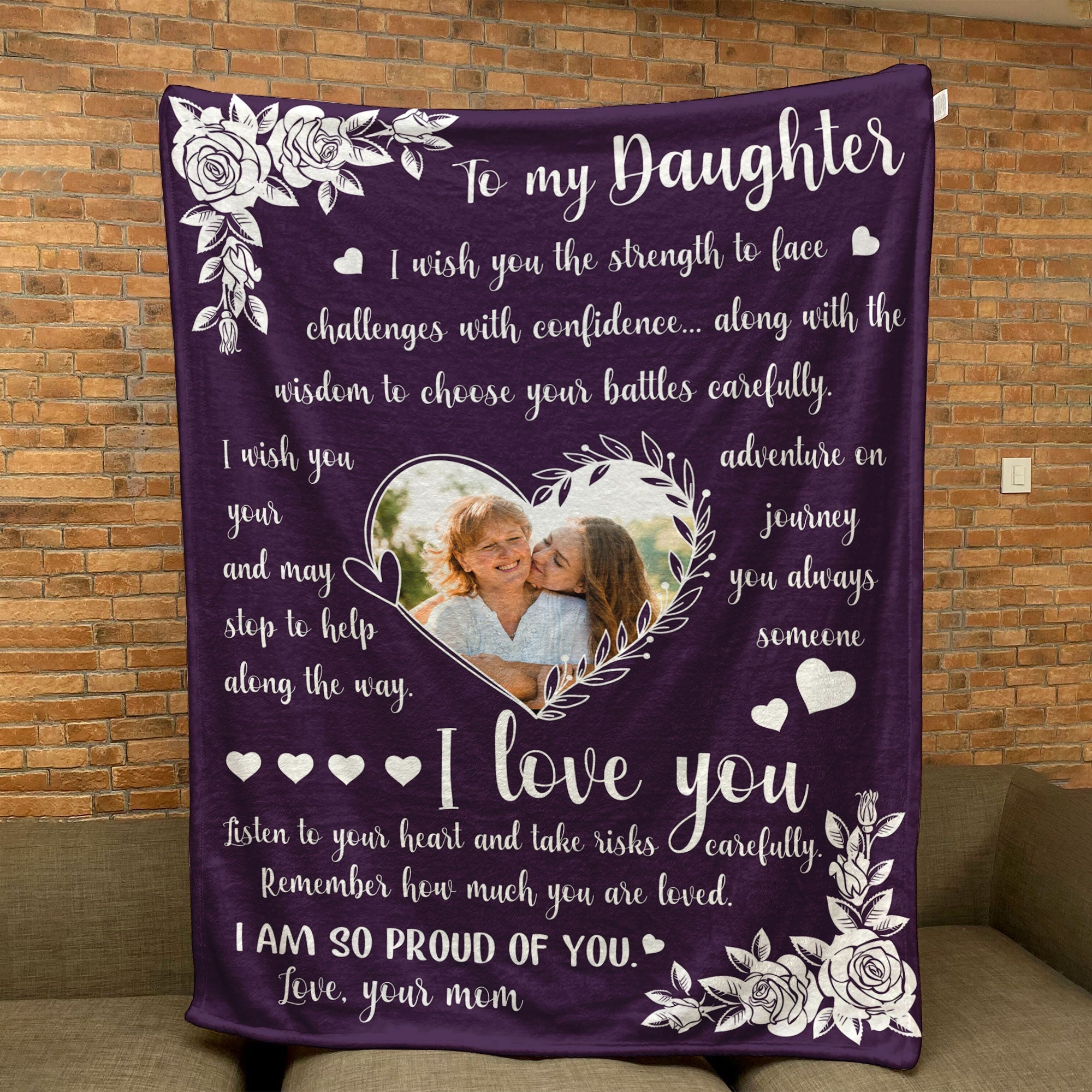 To My Daughter I Love You - Personalized Photo Blanket