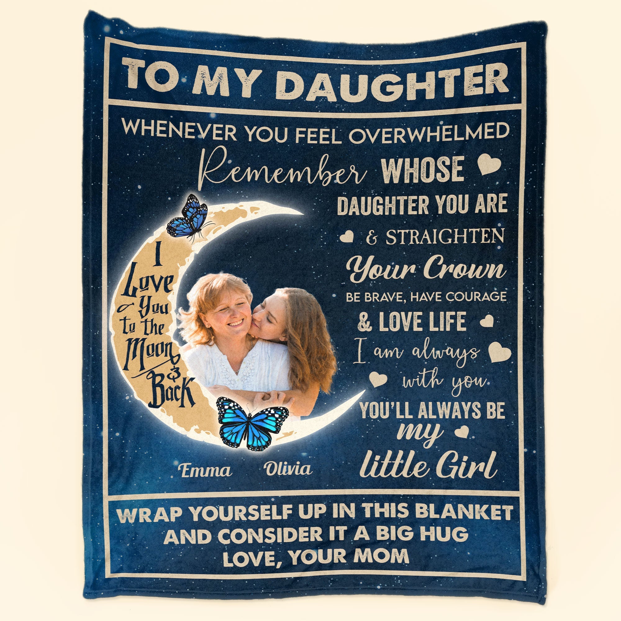 To My Daughter I Love You You'll Always Be My Little Girl - Personalized Photo Blanket