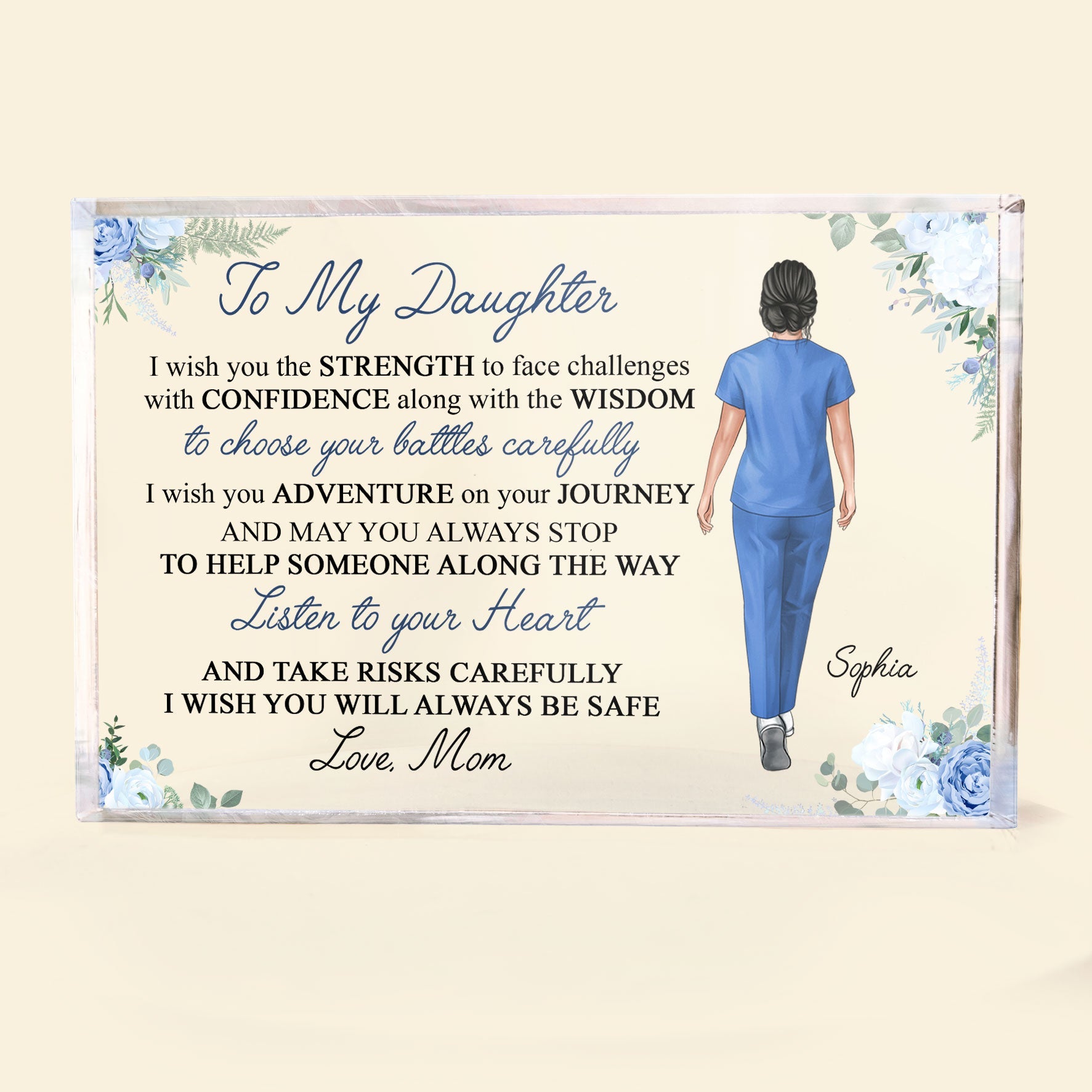 To My Daughter Nurse From Mom, Dad - Personalized Rectangle Acrylic Plaque