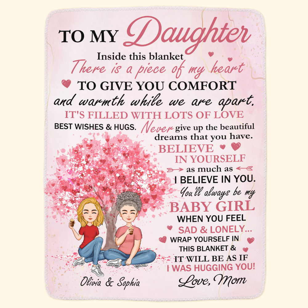 To My Daughter There Is A Piece Of My Heart Inside This Blanket - Personalized Blanket