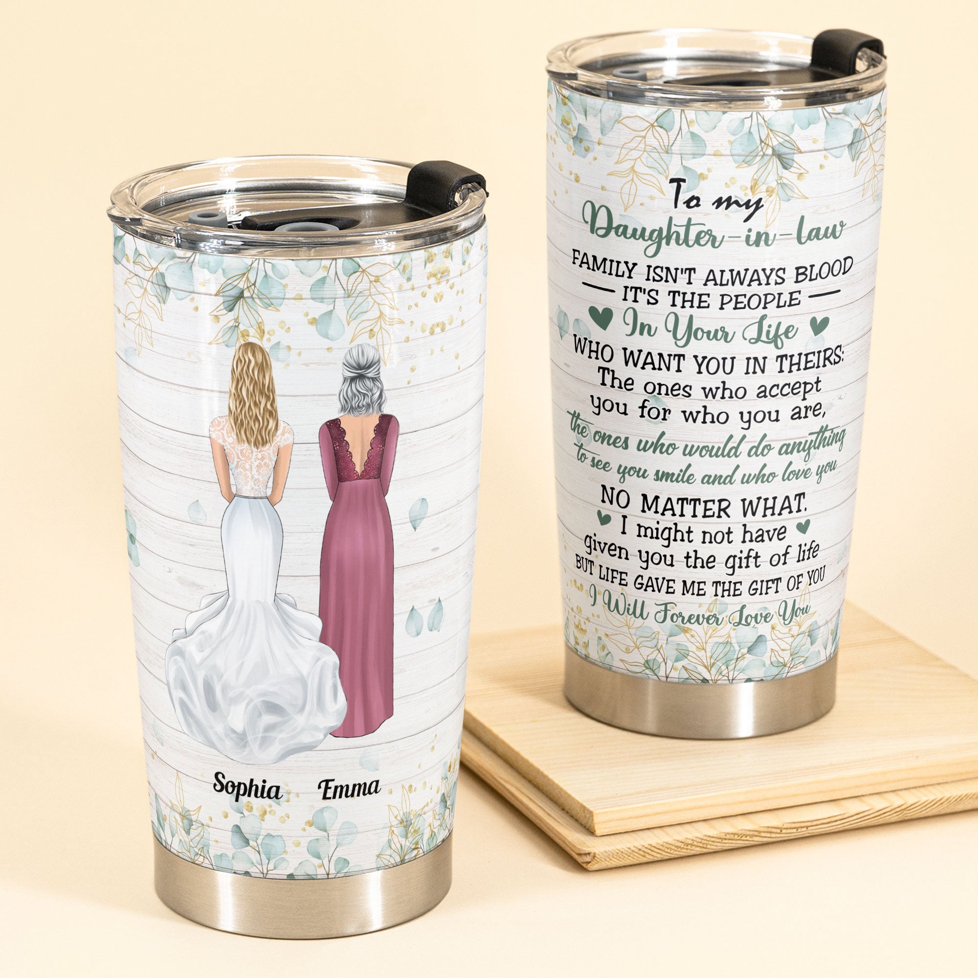 To My Daughter-in-law - Personalized Tumbler Cup - Birthday Wedding Gift For Daughter-in-law, Bonus Daughter - Gift From Mom, Mother-in-law