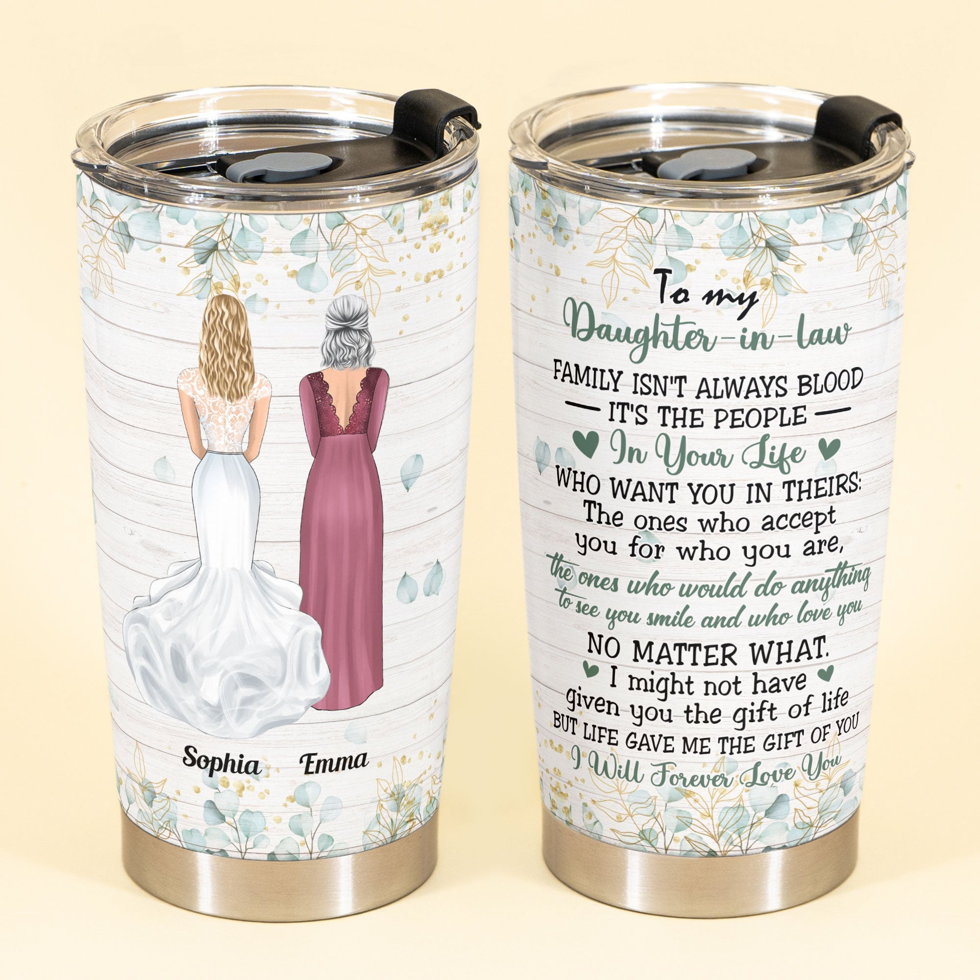 To My Daughter-in-law - Personalized Tumbler Cup - Birthday Wedding Gift For Daughter-in-law, Bonus Daughter - Gift From Mom, Mother-in-law