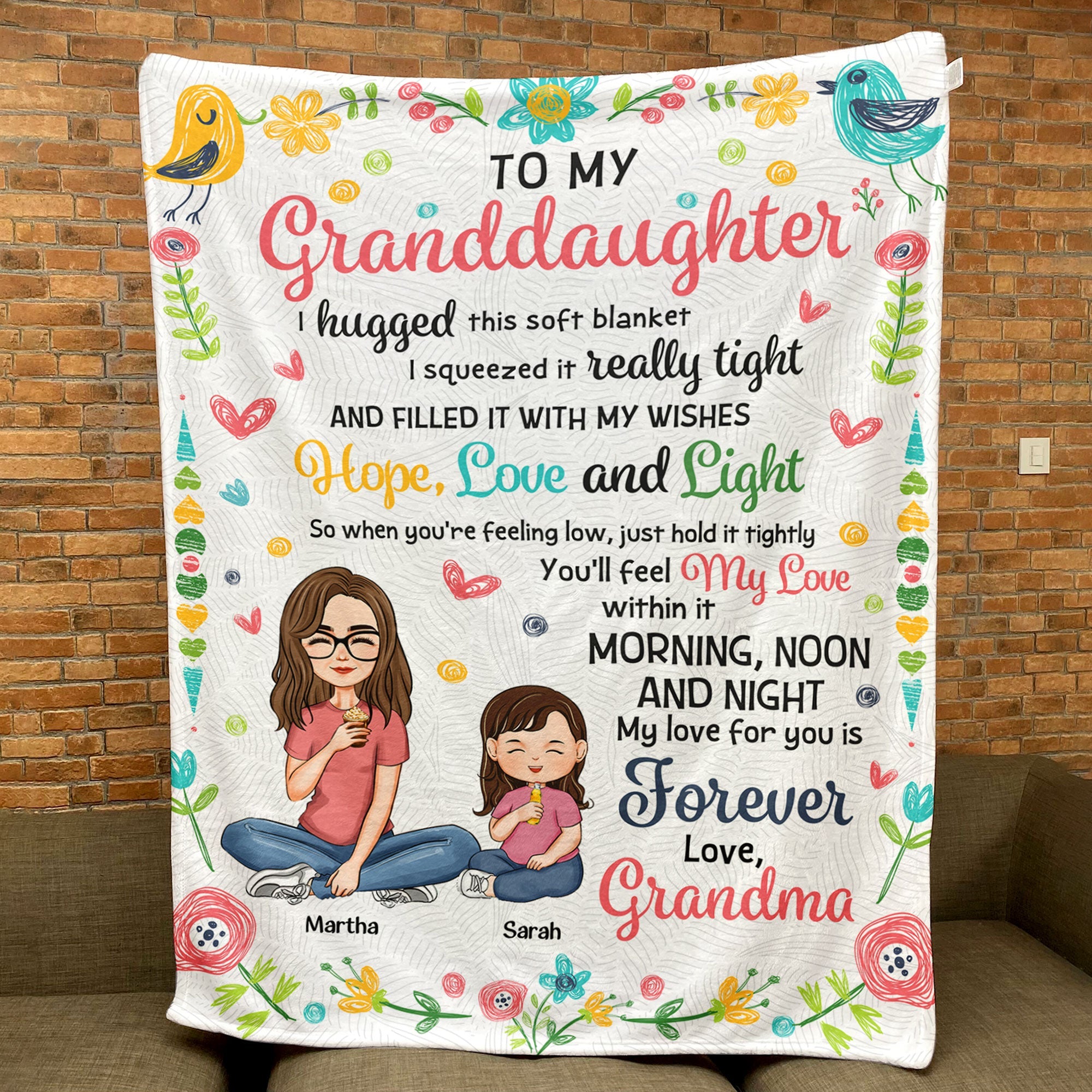 To My Granddaughter Hugg This Soft Blanket From Grandma - Personalized Blanket