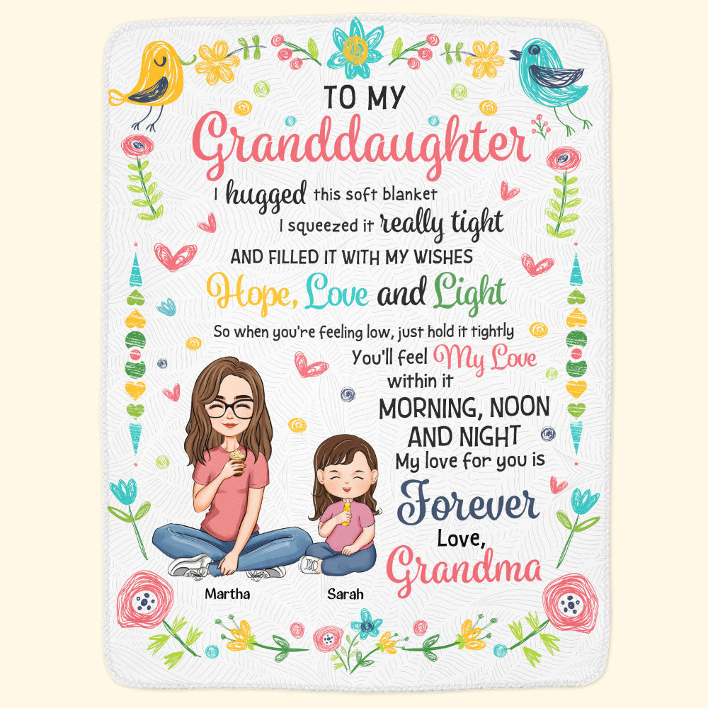 To My Granddaughter Hugg This Soft Blanket From Grandma - Personalized Blanket