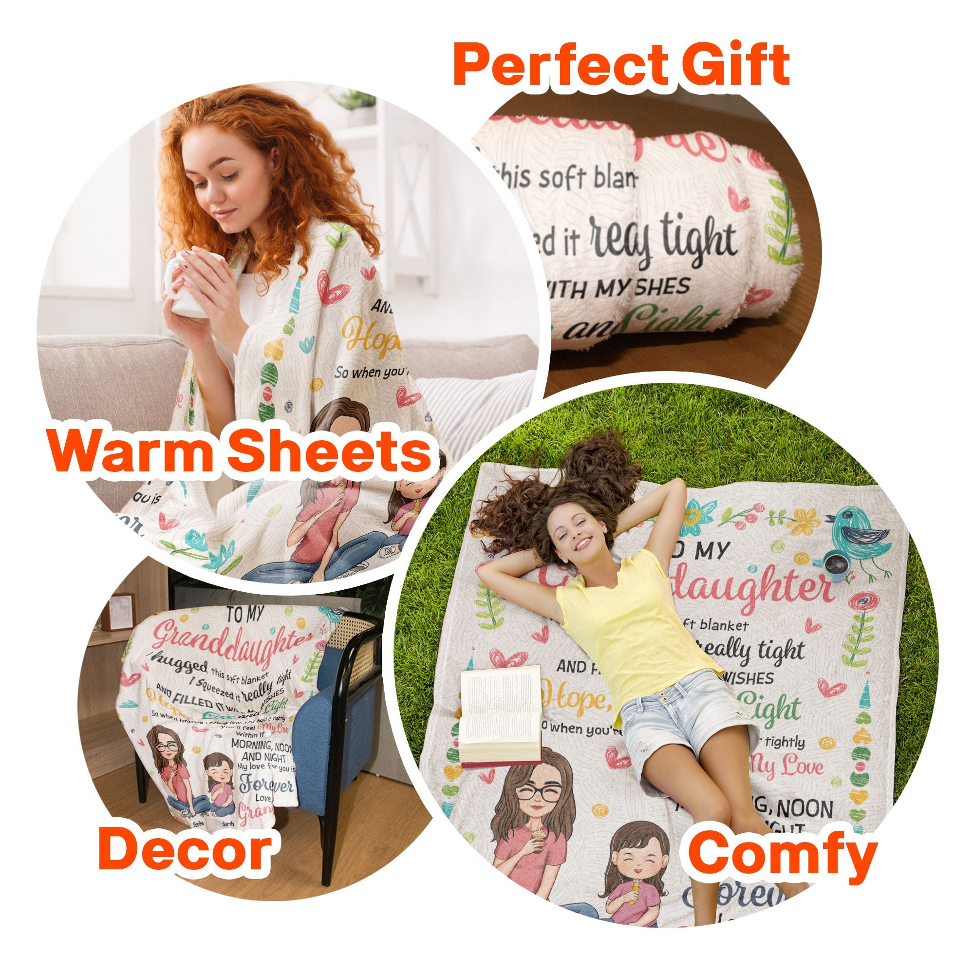 To My Granddaughter Hugg This Soft Blanket From Grandma - Personalized Blanket