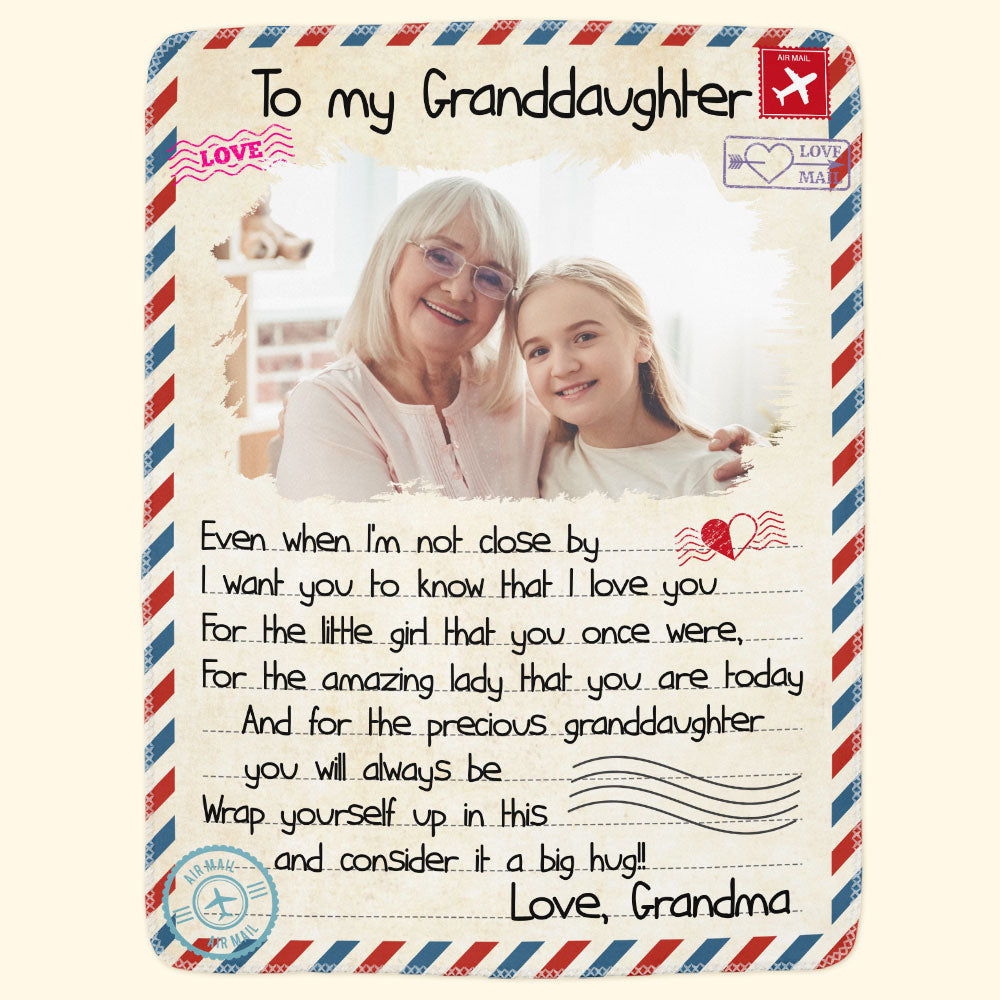 To My Granddaughter - Personalized Photo Blanket