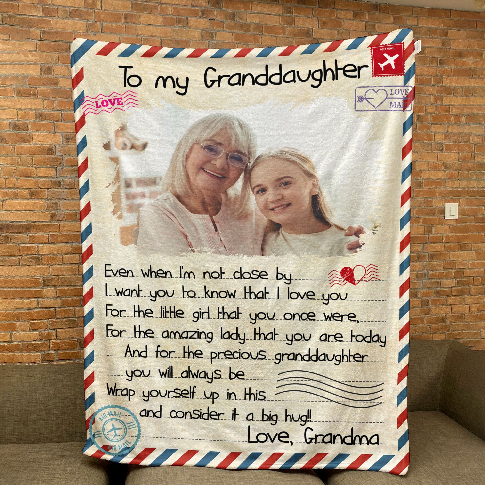 To My Granddaughter - Personalized Photo Blanket