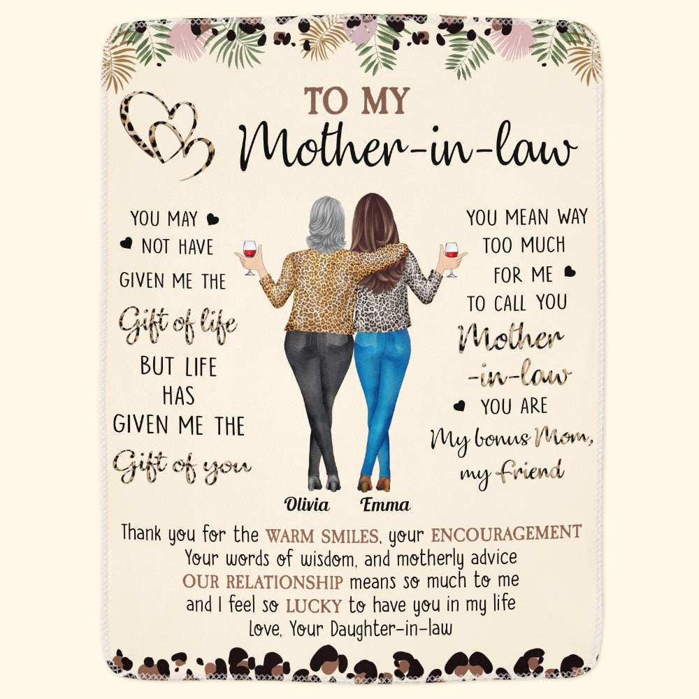 To My Mother-In-Law Life Has Given Me The Gift Of You - Personalized Blanket