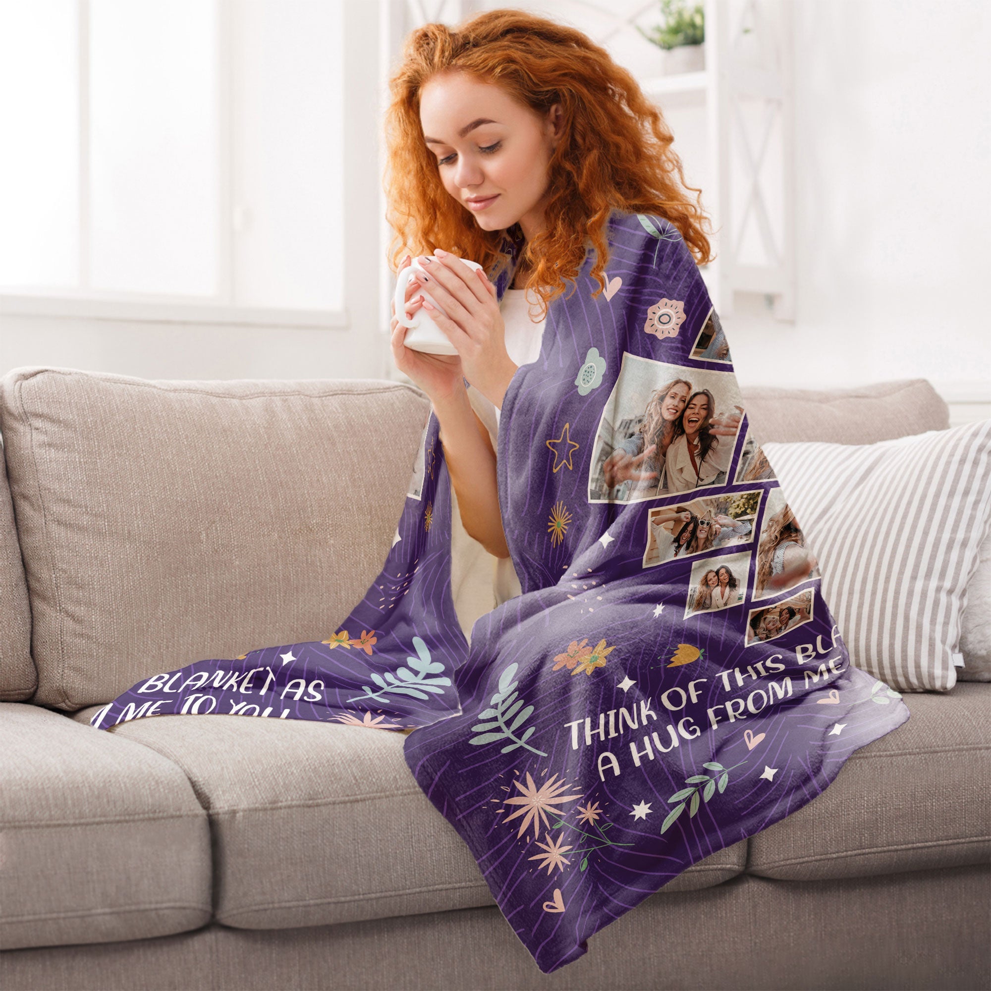 To My Sister Think Of This Blanket As A Hug From Me - Personlized Photo Blanket