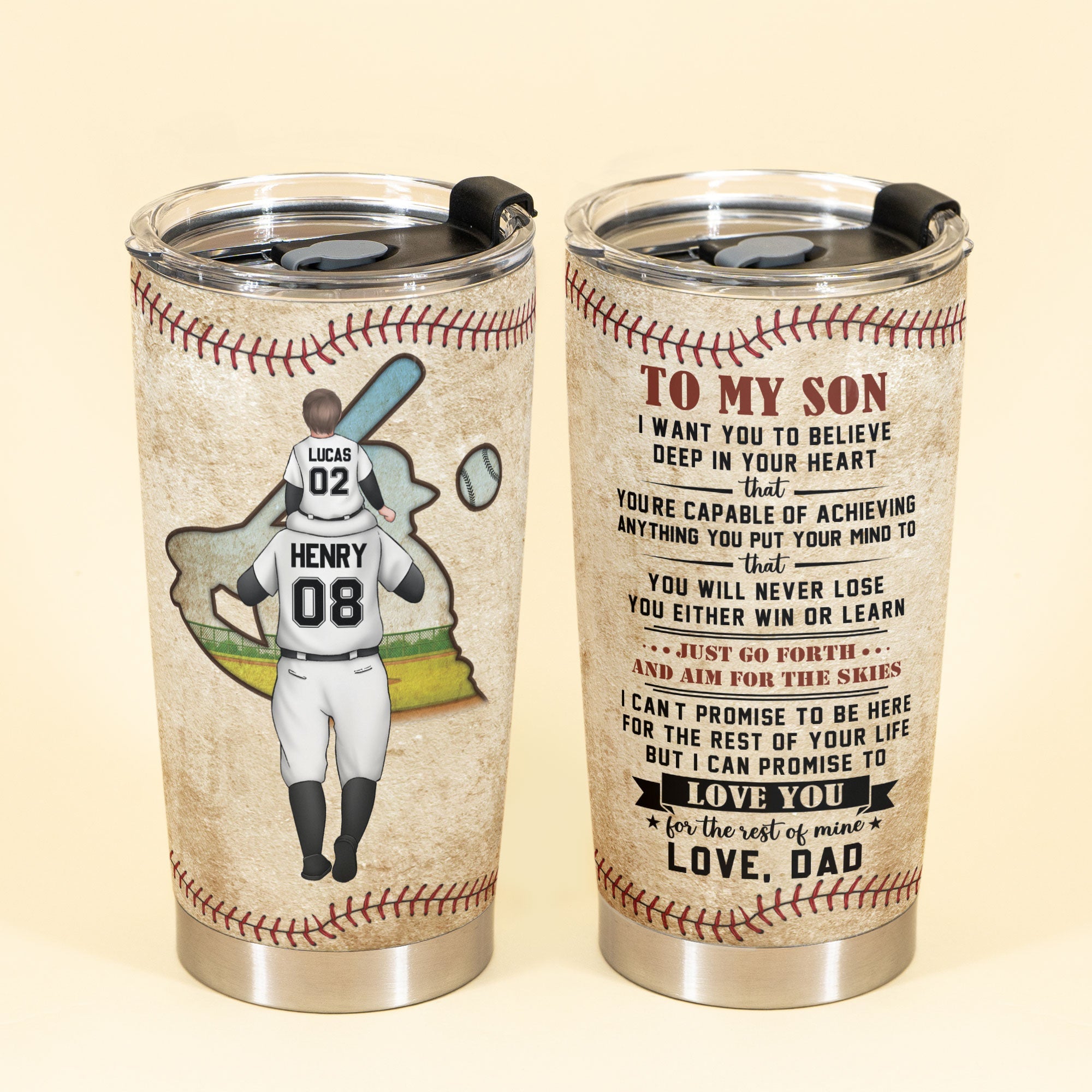 To My Son To My Daughter - Personalized Tumbler Cup - Birthday Gift For Sons, Daughters - Gift From Dad - Baseball Family