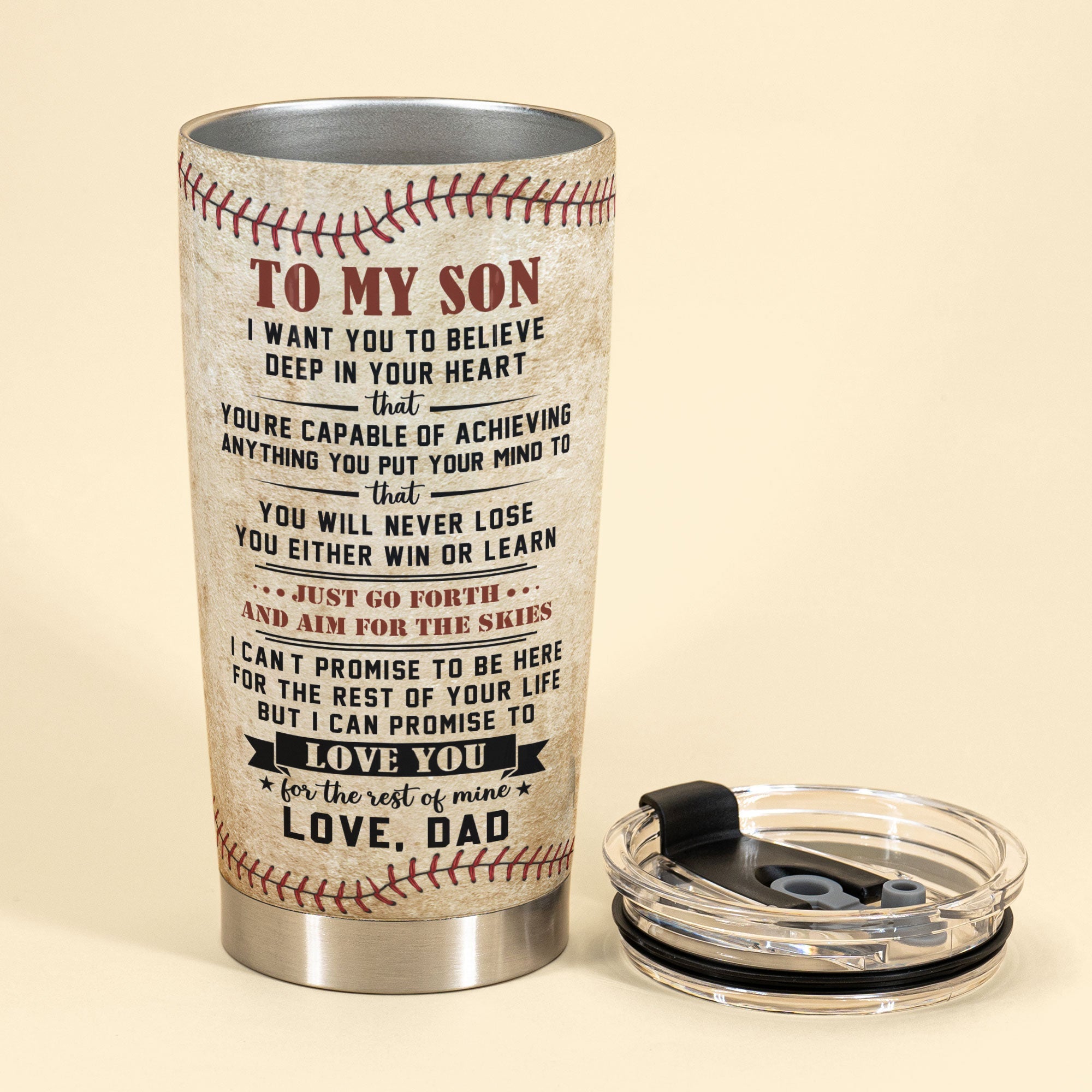 To My Son To My Daughter - Personalized Tumbler Cup - Birthday Gift For Sons, Daughters - Gift From Dad - Baseball Family