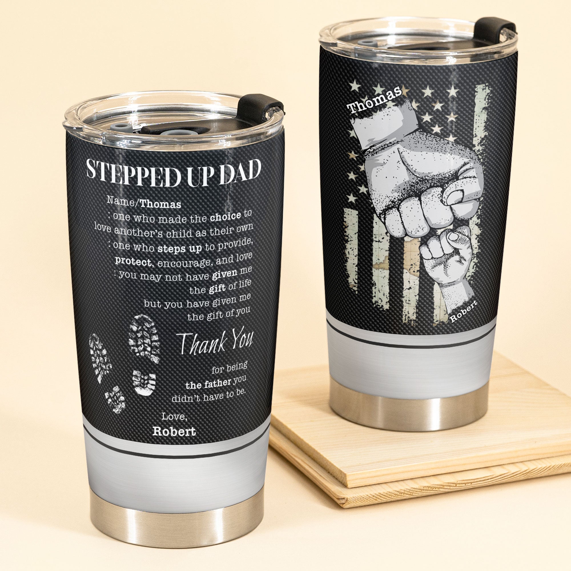 To My Stepped Up Dad - Personalized Tumbler Cup