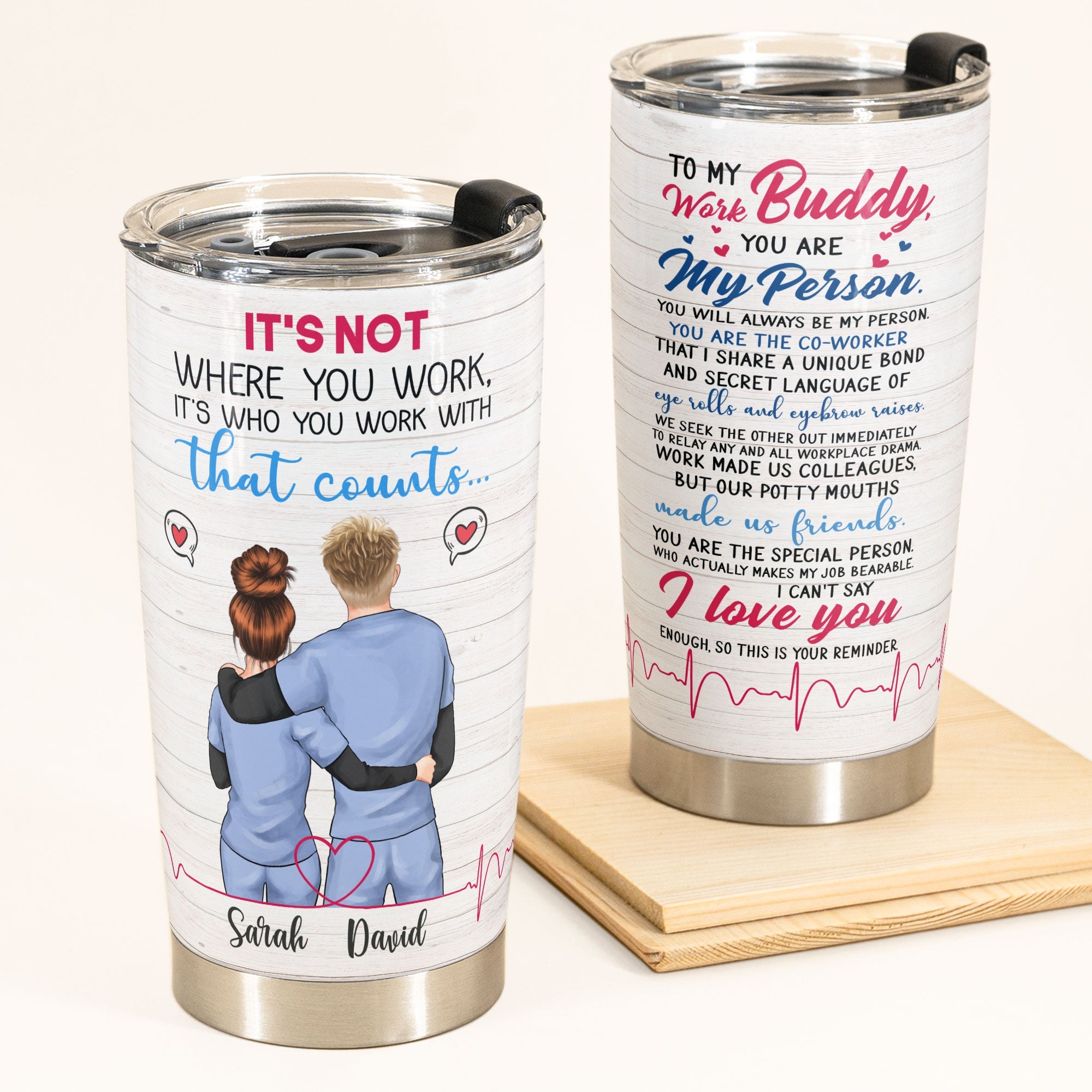 To My Work Buddy - Personalized Tumbler Cup - Gift For Best Friend