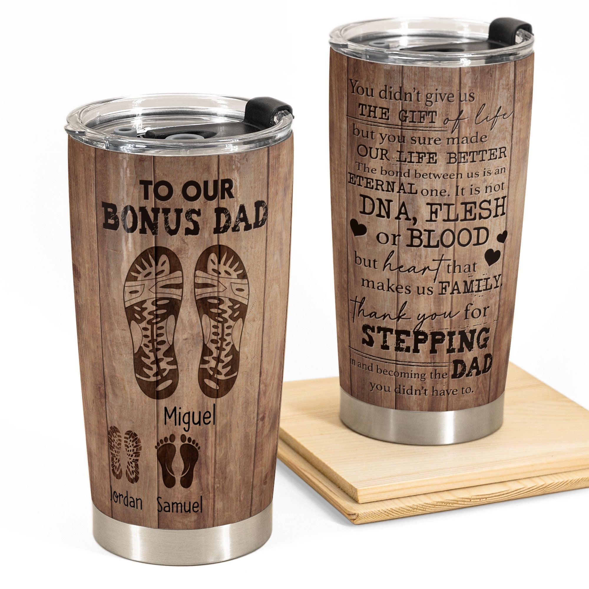 To Our Bonus Dad - Personalized Tumbler Cup