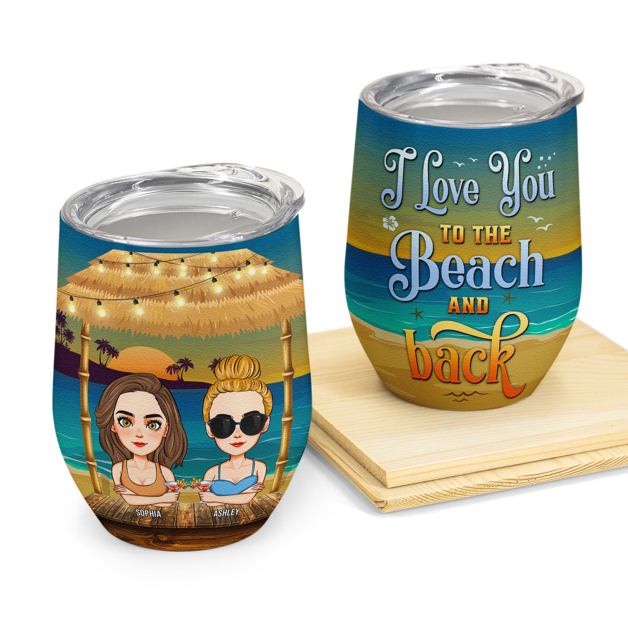 To The Beach & Back - Personalized Wine Tumbler