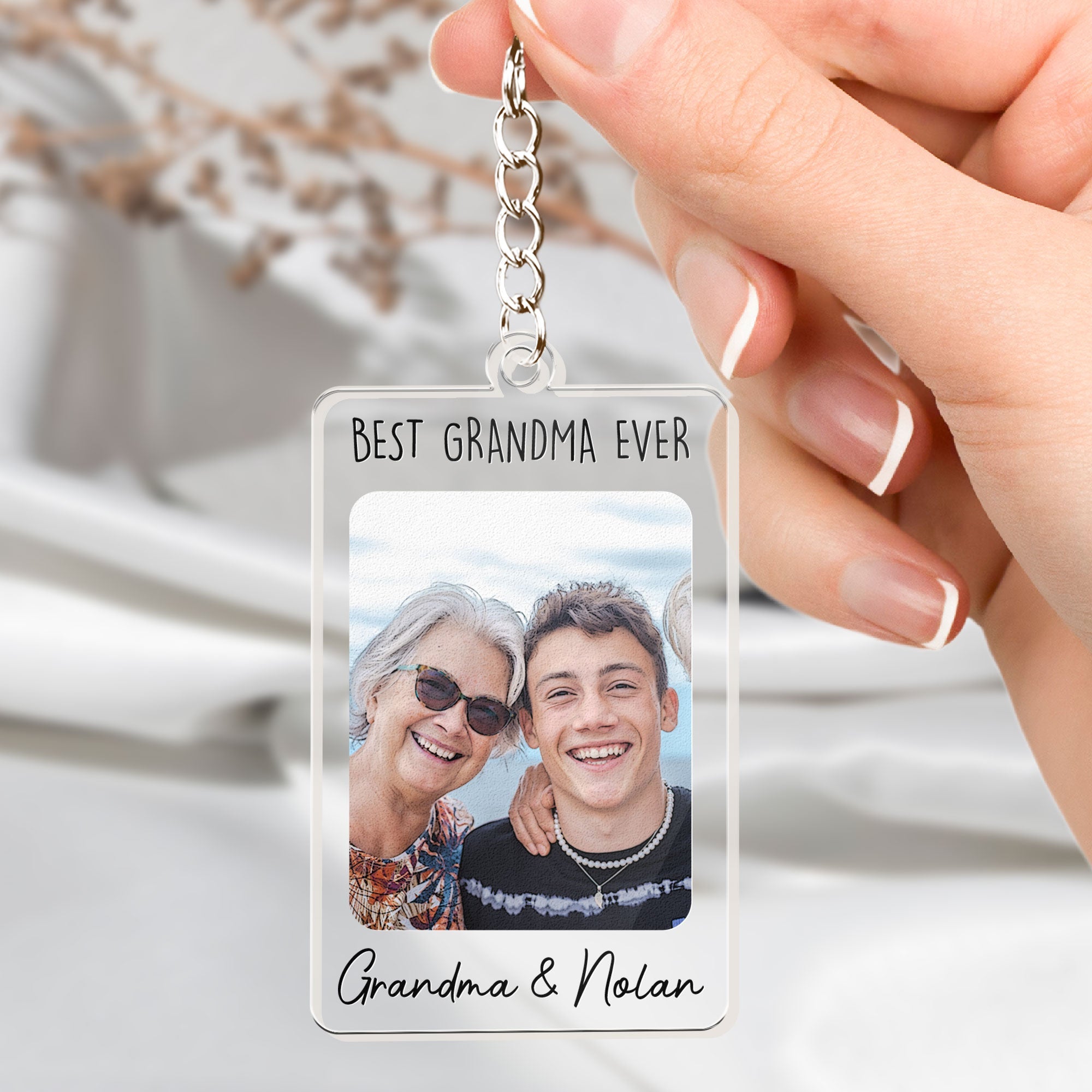 To The Best Grandma In The World - Personalized Acrylic Photo Keychain