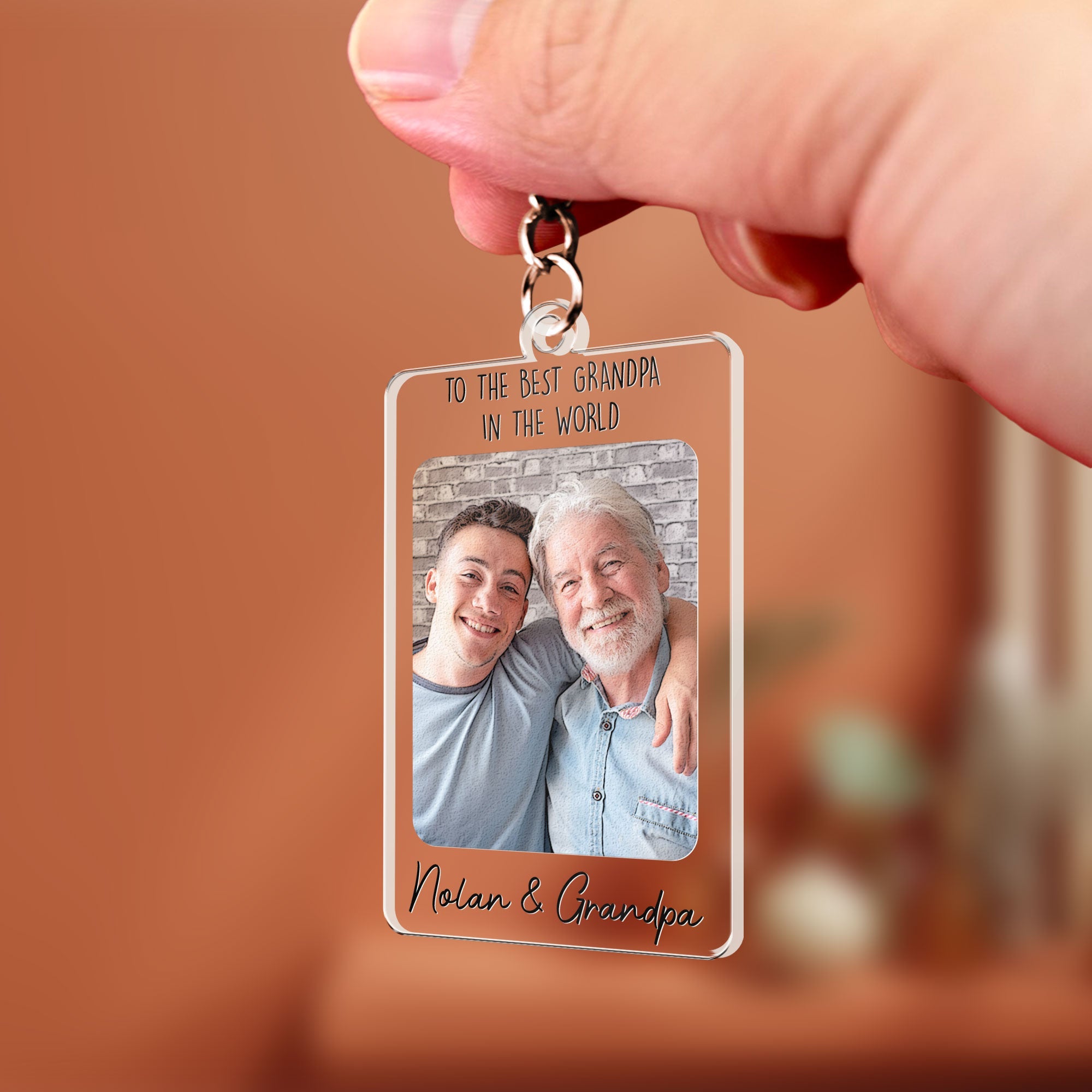 To The Best Grandpa In The World - Personalized Acrylic Photo Keychain