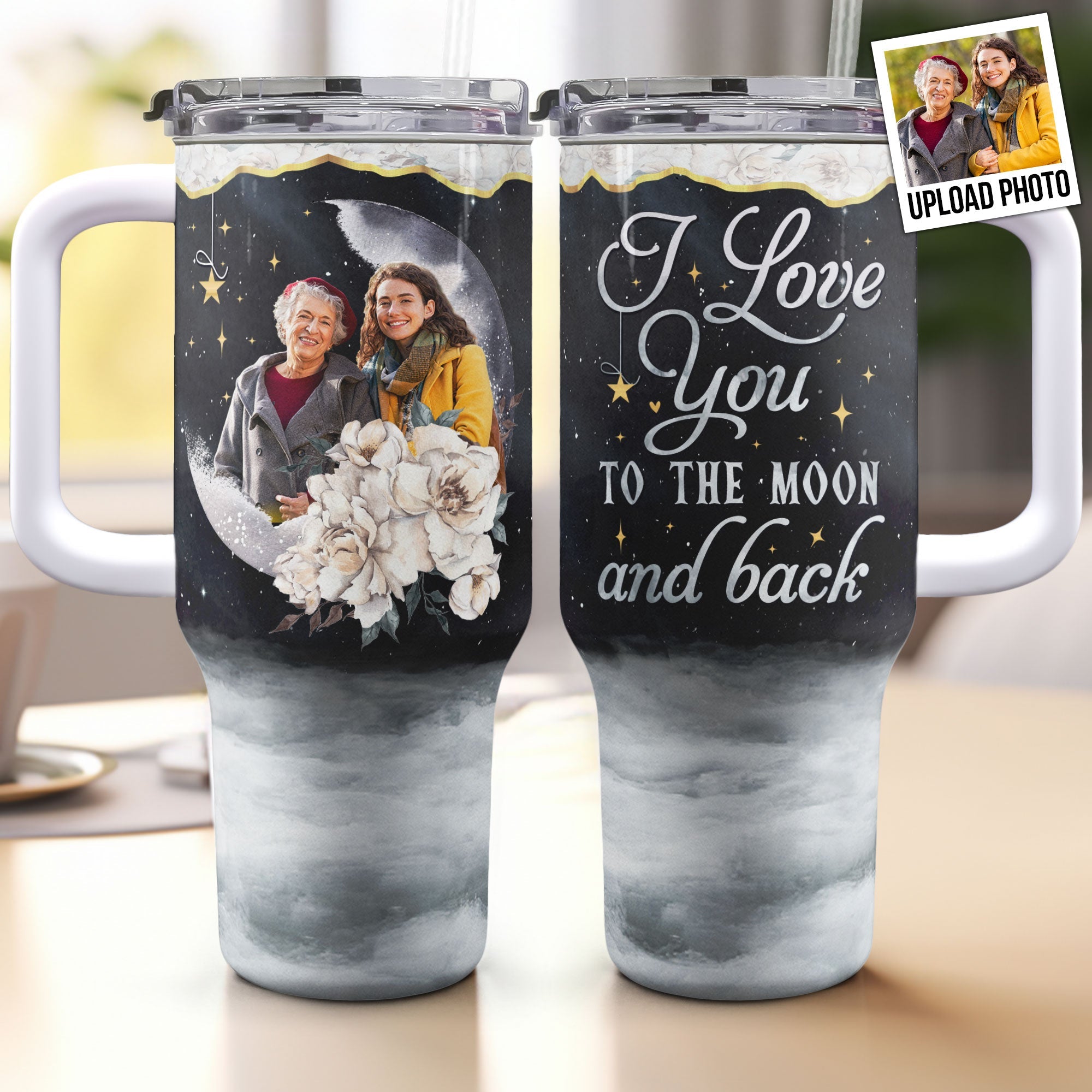 To The Moon & Back - Personalized 40oz Tumbler With Straw