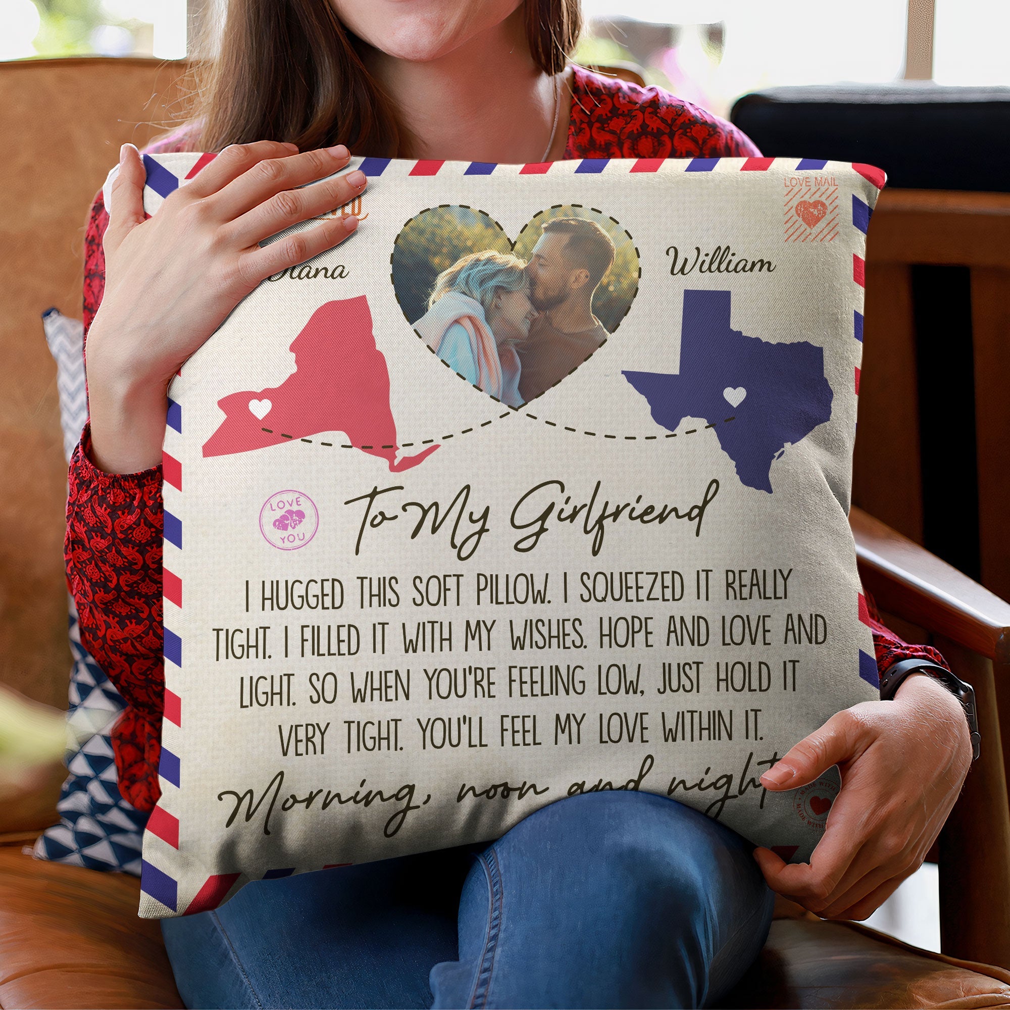 To My Girlfriend I Hugged This Soft Pillow - Personalized Photo Pillow (Insert Included)