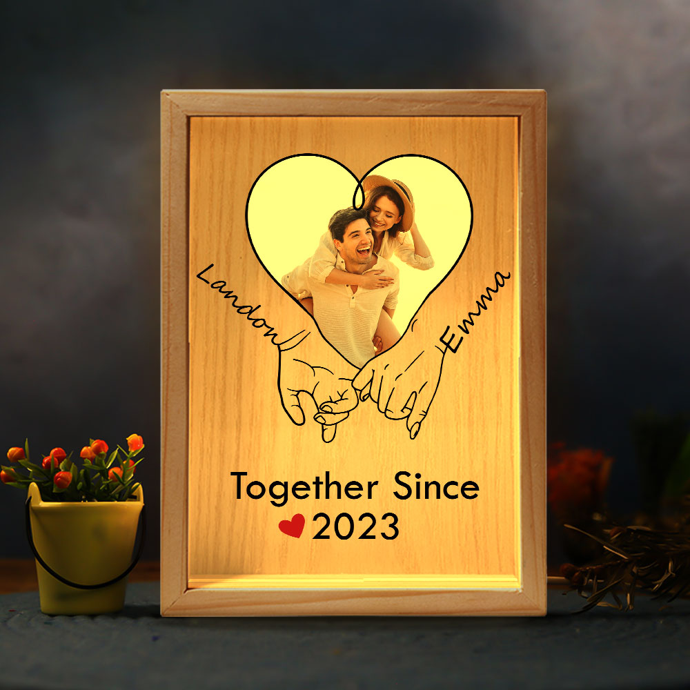 Together Since Couples Anniversary Holding Hands - Personalized Photo Frame Light Box