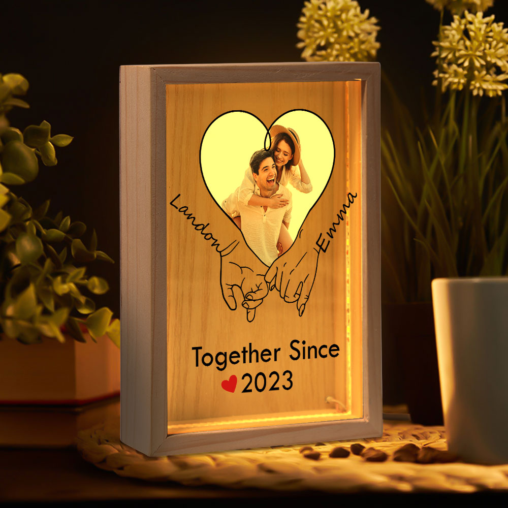 Together Since Couples Anniversary Holding Hands - Personalized Photo Frame Light Box