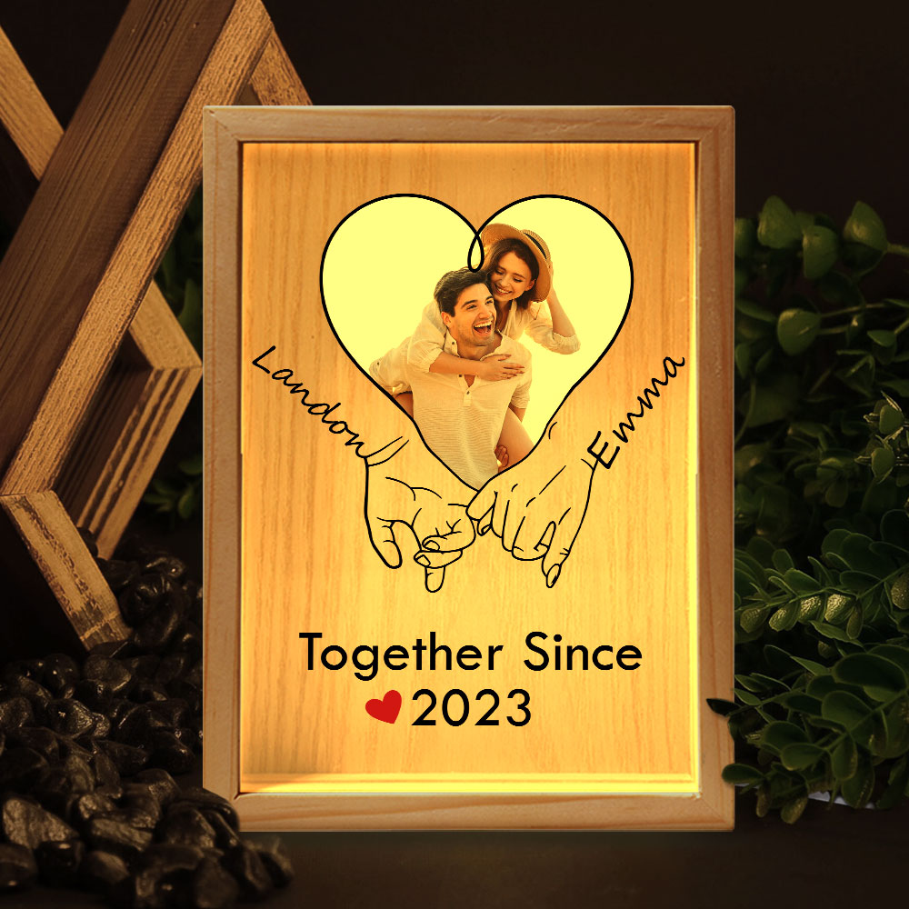 Together Since Couples Anniversary Holding Hands - Personalized Photo Frame Light Box