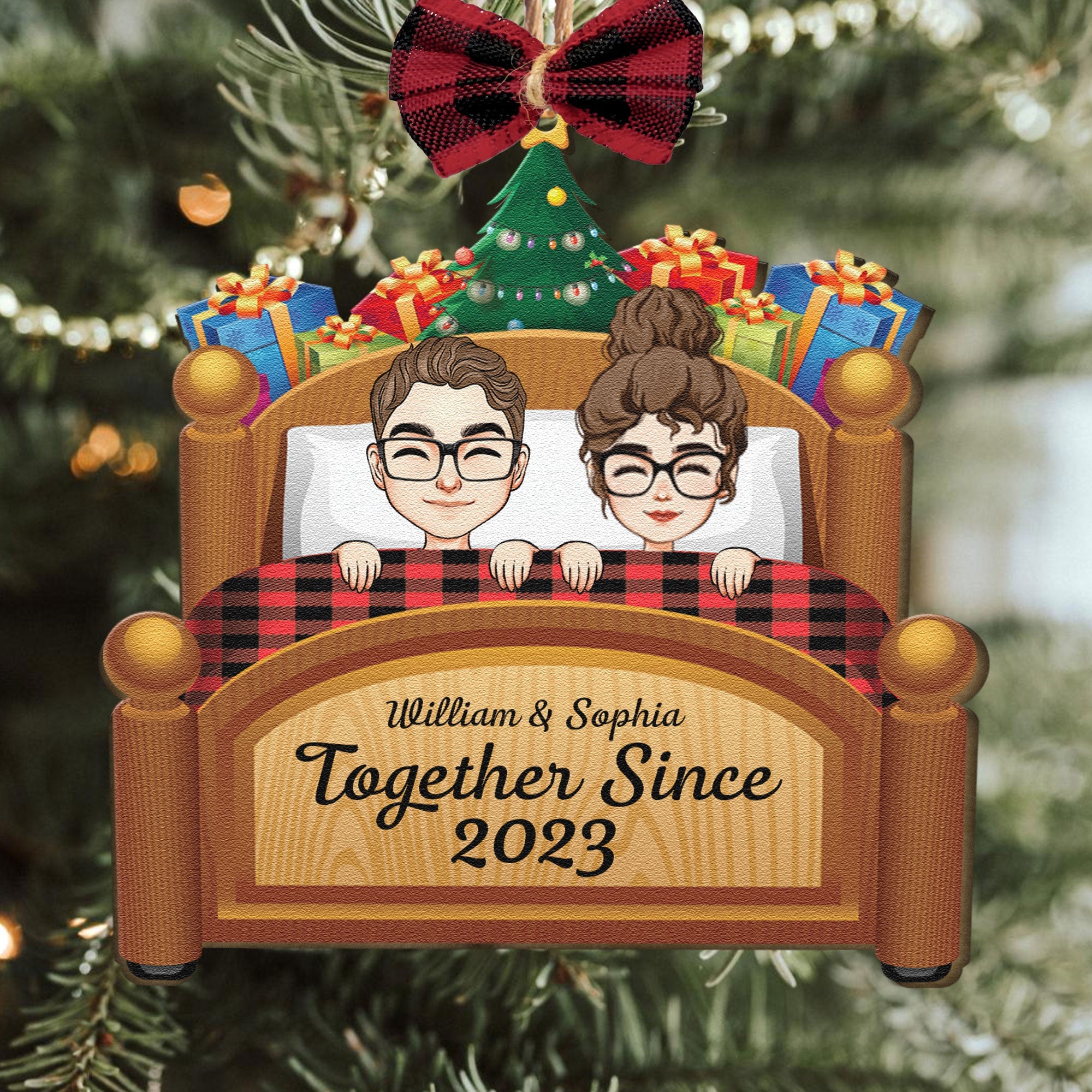 Together Since Couples - Personalized Custom Shaped Wooden Ornament