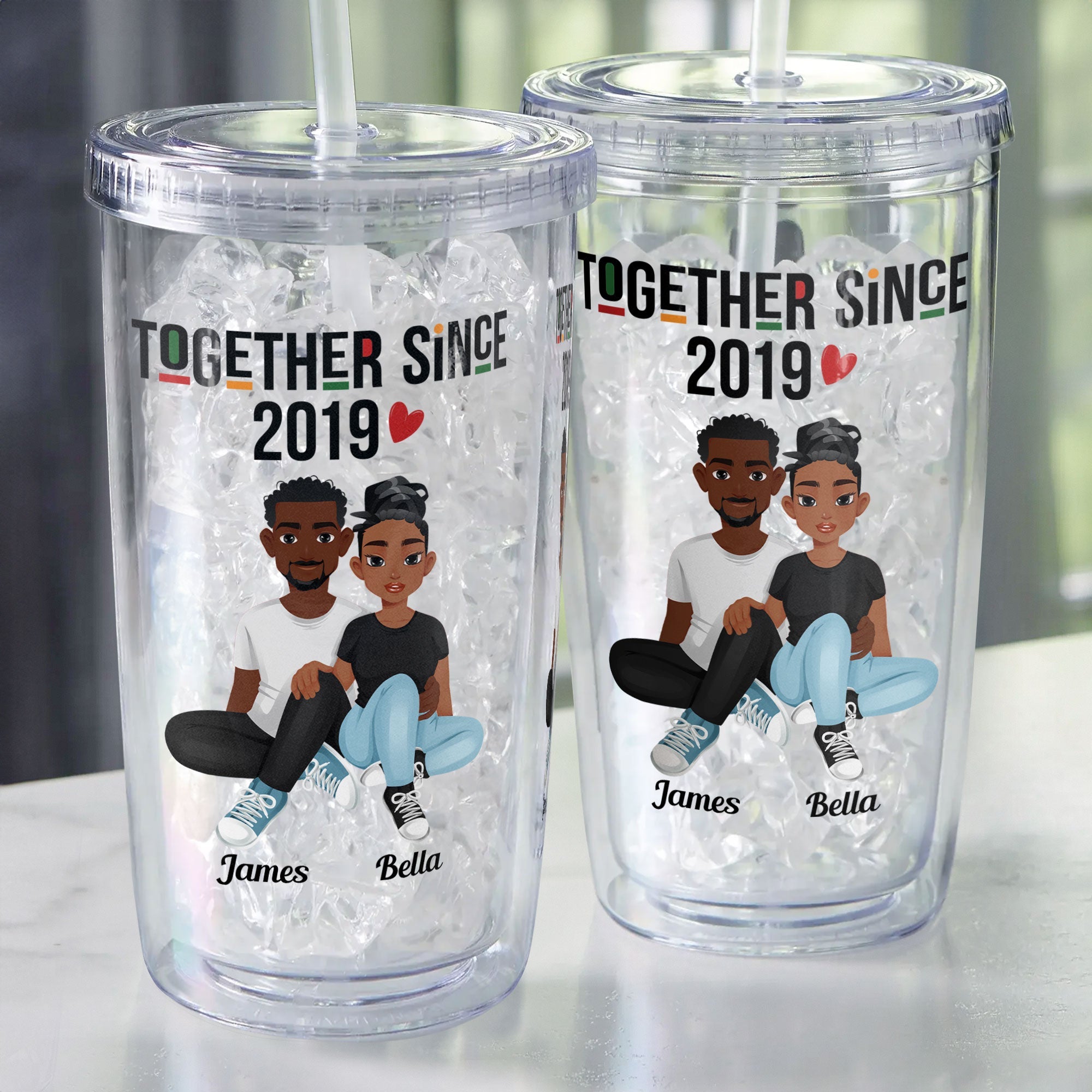 Together Since - Personalized Acrylic Tumbler With Straw