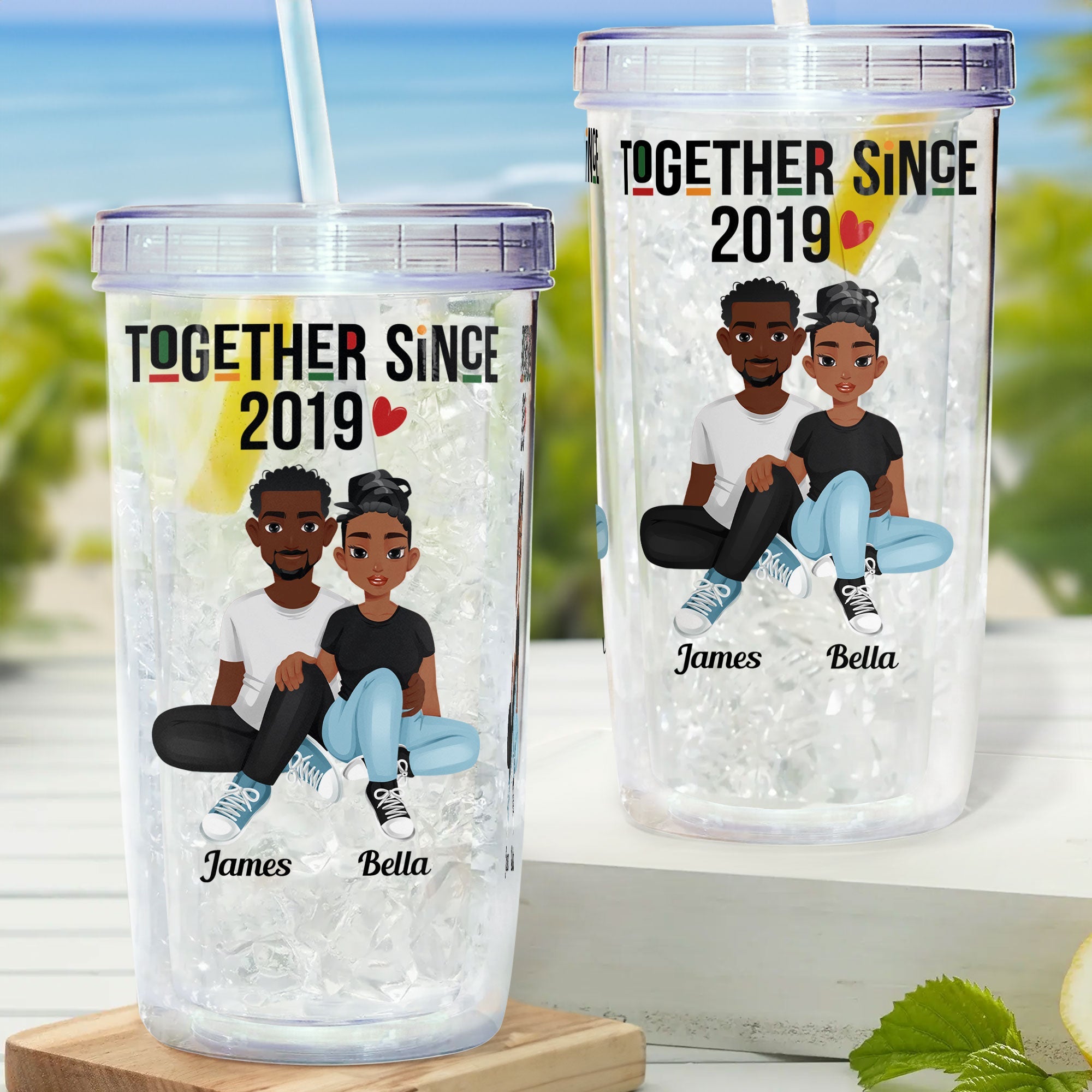 Together Since - Personalized Acrylic Tumbler With Straw