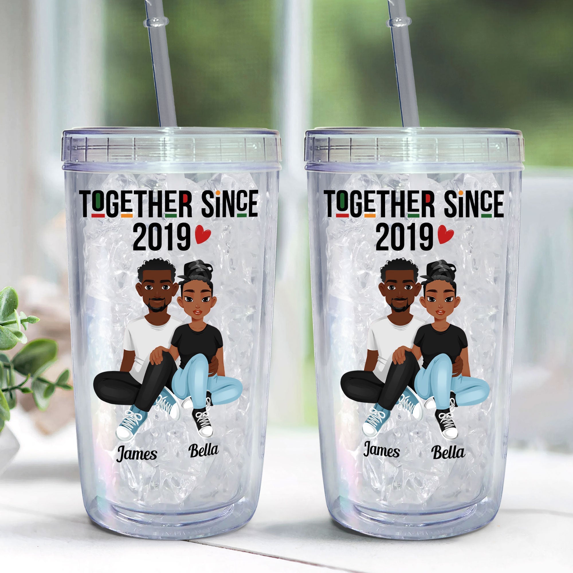 Together Since - Personalized Acrylic Tumbler With Straw