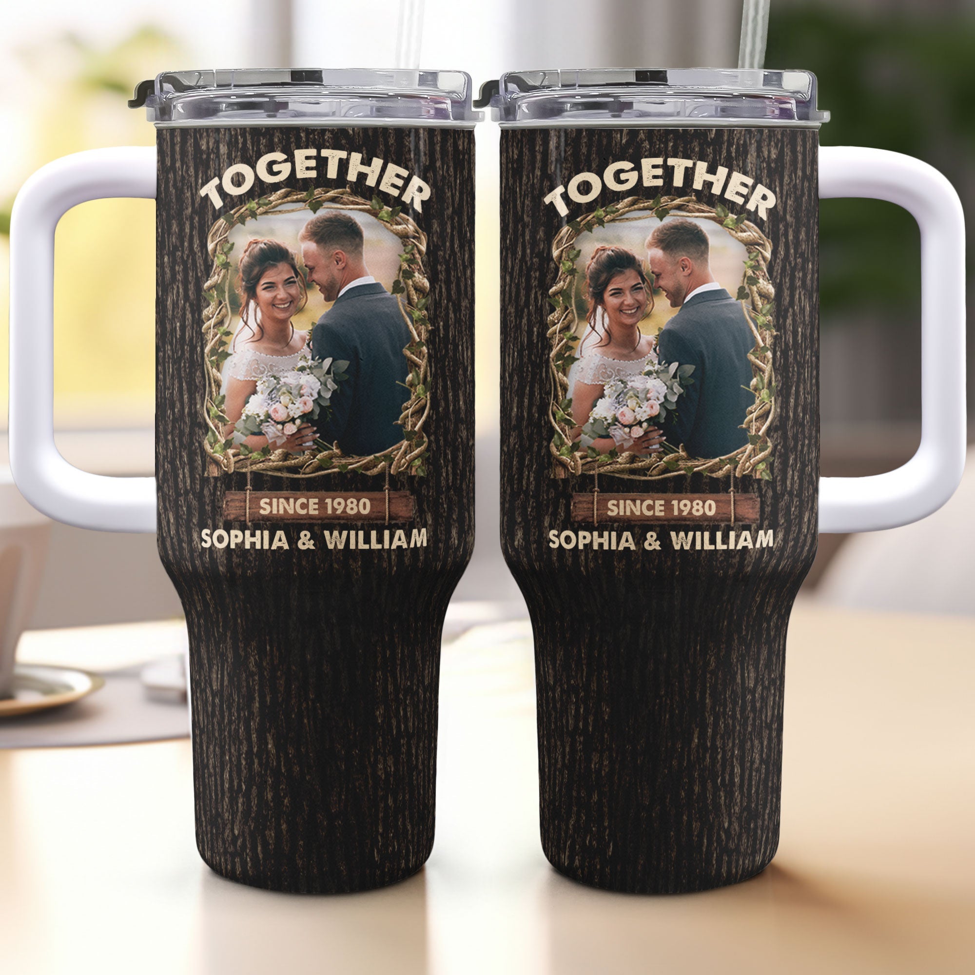 Together Since - Personalized Photo 40oz Tumbler With Straw