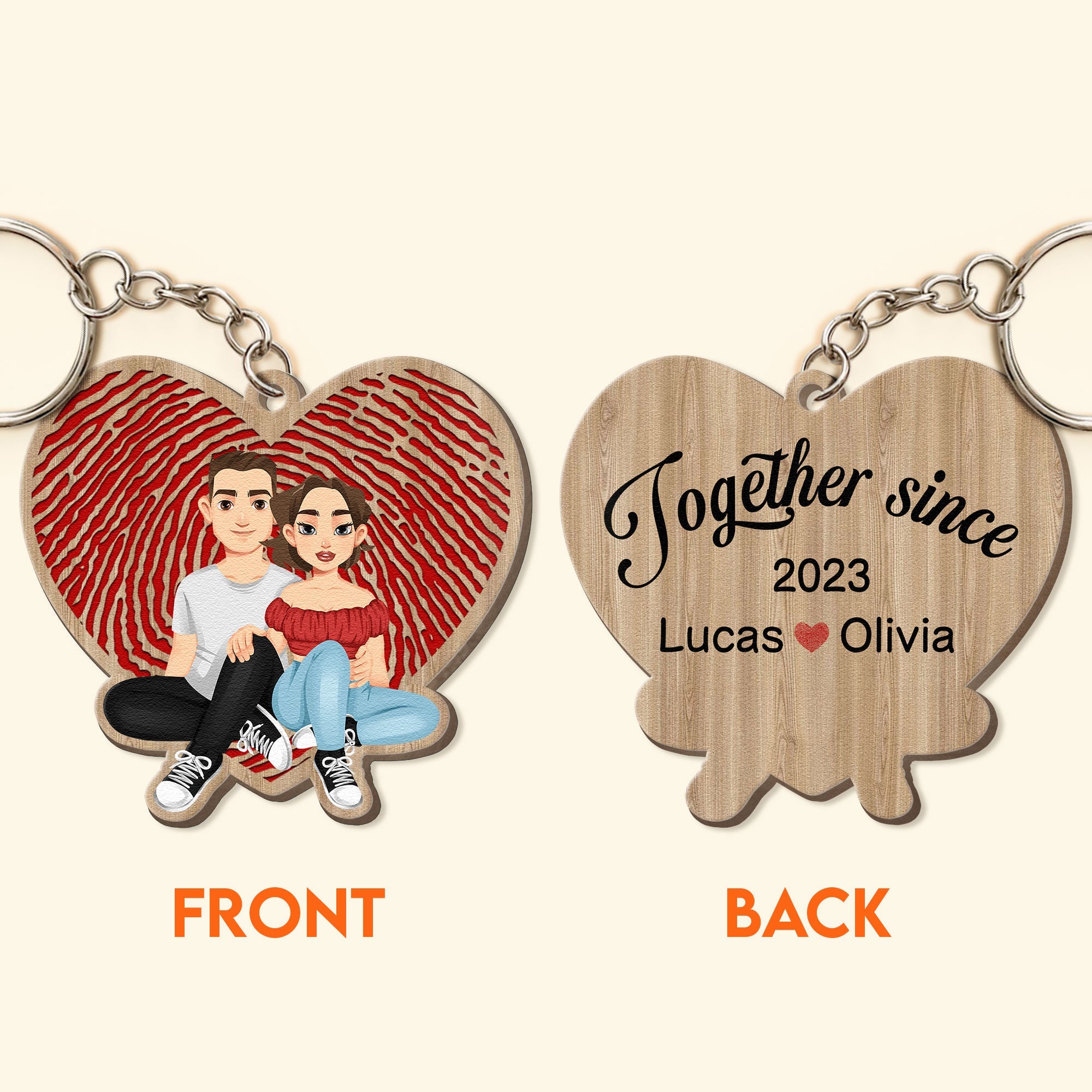 Together Since - Personalized Wooden Keychain