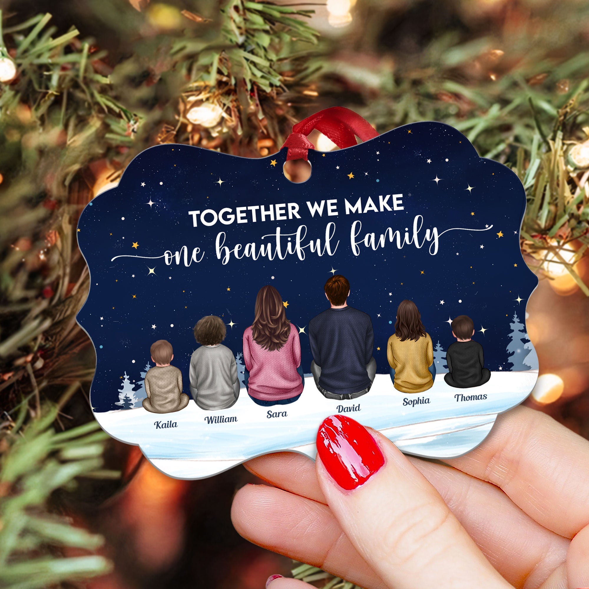 Together We Make One Beautiful Family - Personalized Aluminum/Wooden Ornament