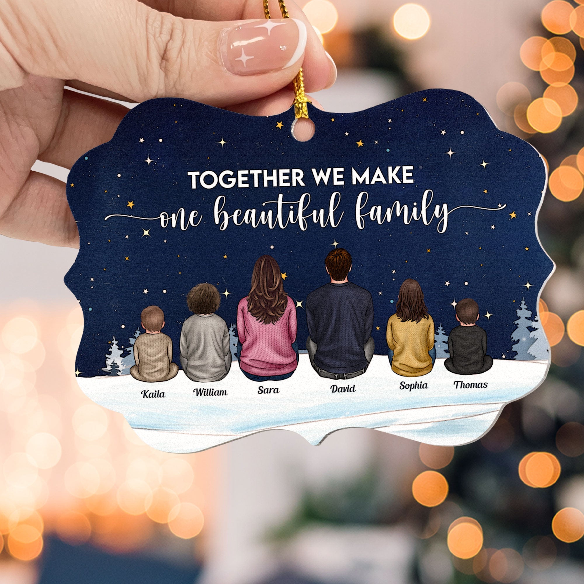 Together We Make One Beautiful Family - Personalized Aluminum/Wooden Ornament