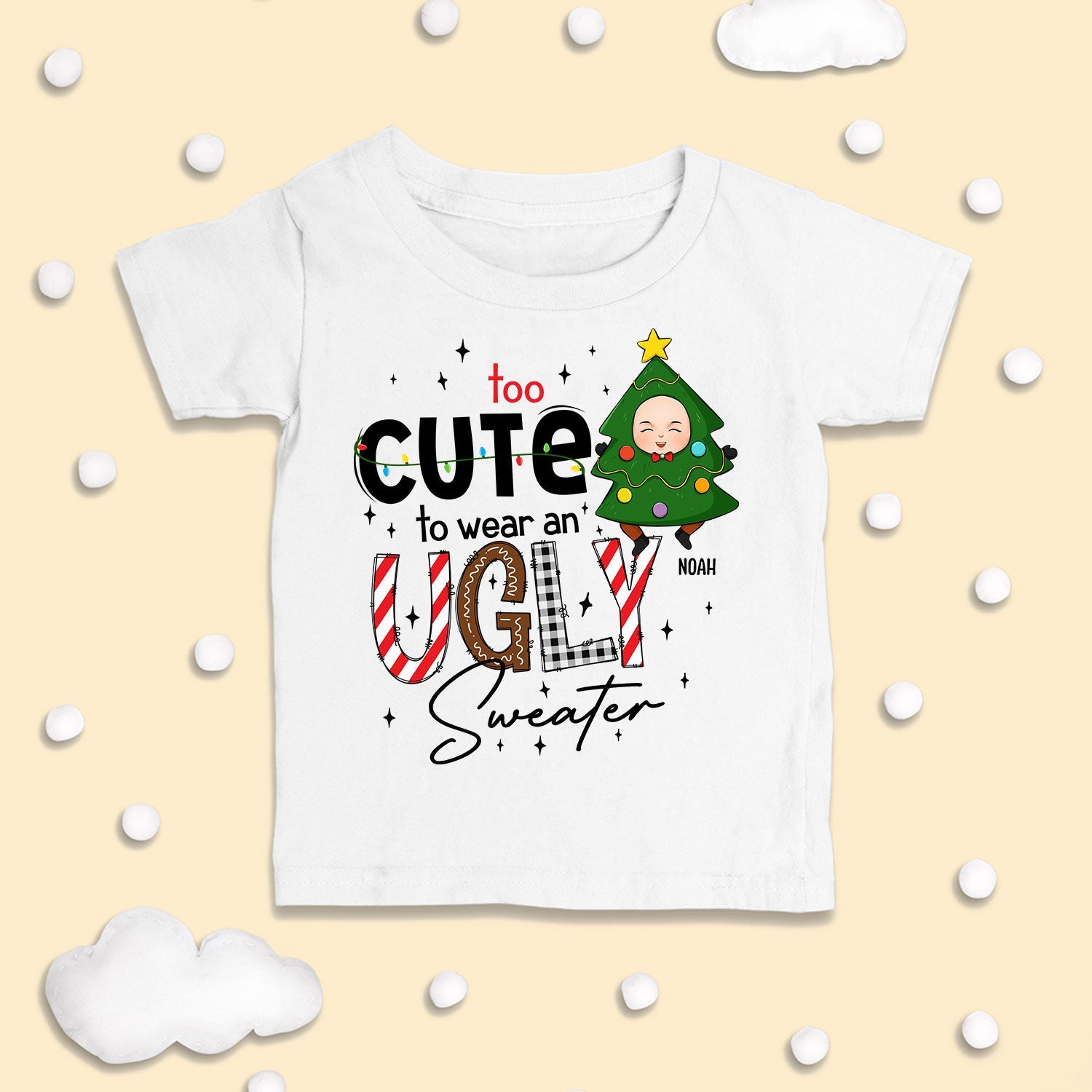 Too Cute To Wear An Ugly Sweater - Personalized Baby Onesie