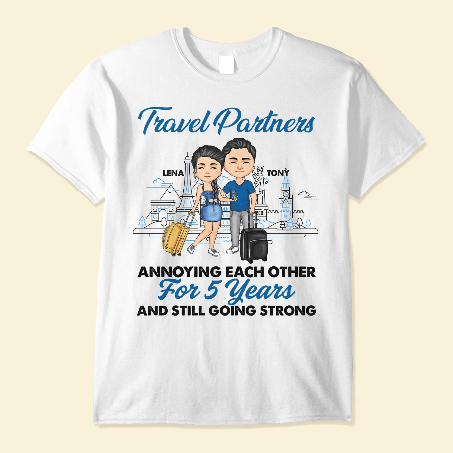 Travel Partners For Life - Personalized Shirt - Anniversary, Traveling Gift For Couple, Husband, Wife, Boyfriend, Girlfriend, Partner, Matching Couple Shirt"