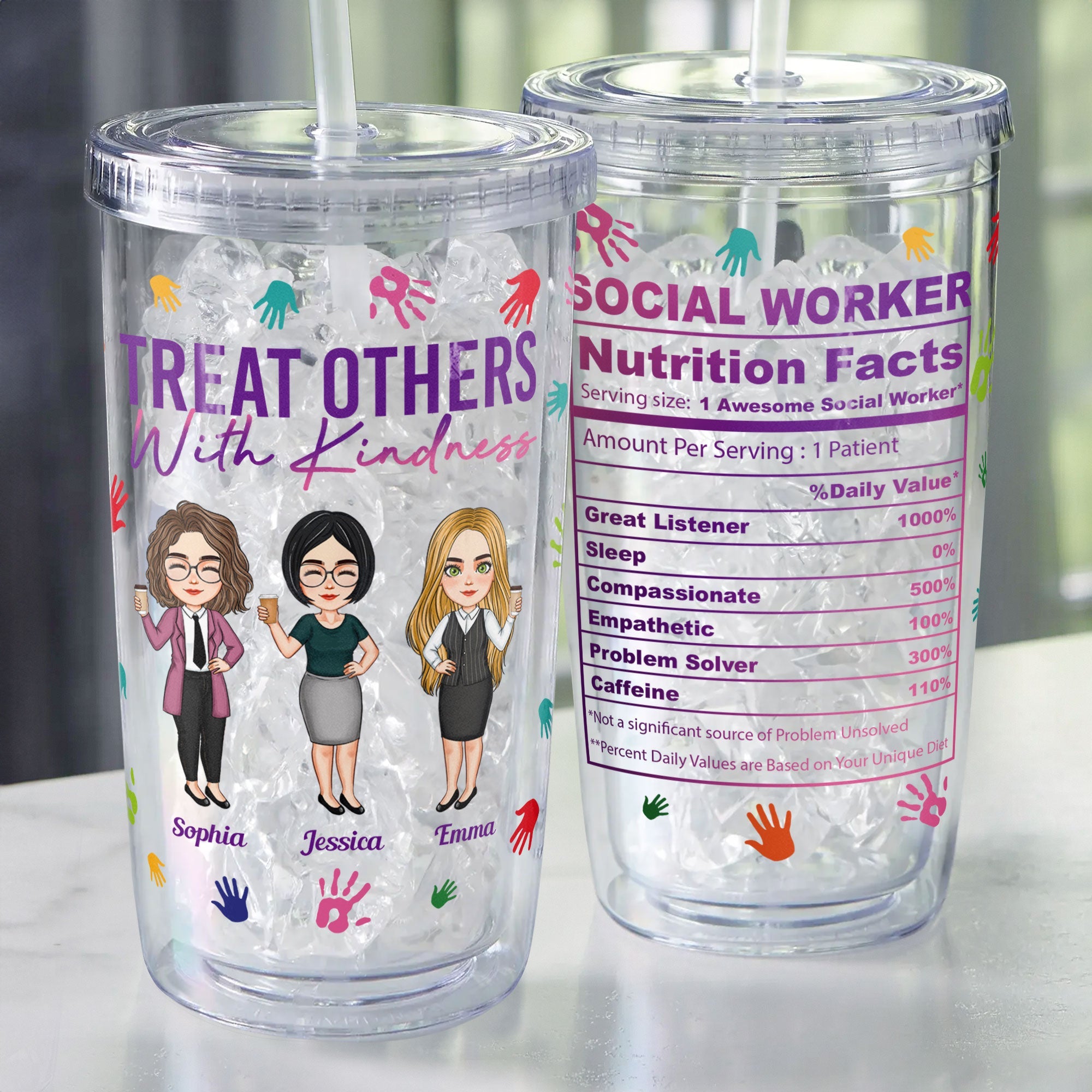 Treat Others With Kindness - Personalized Acrylic Tumbler With Straw