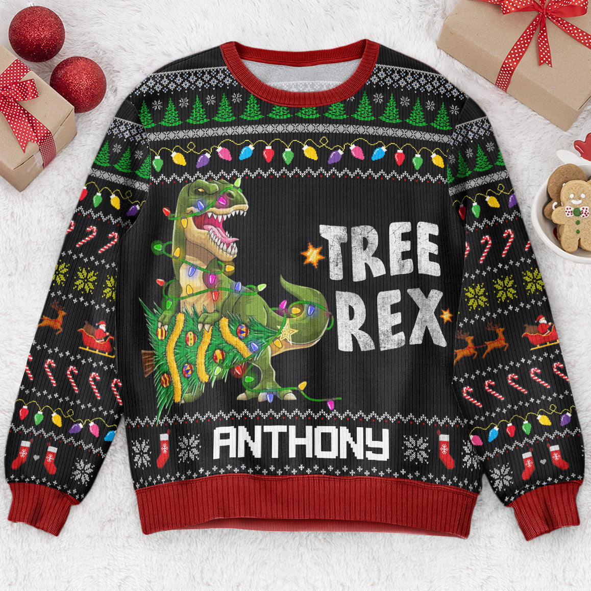 Tree Rex Custom Name - Personalized Ugly Sweater