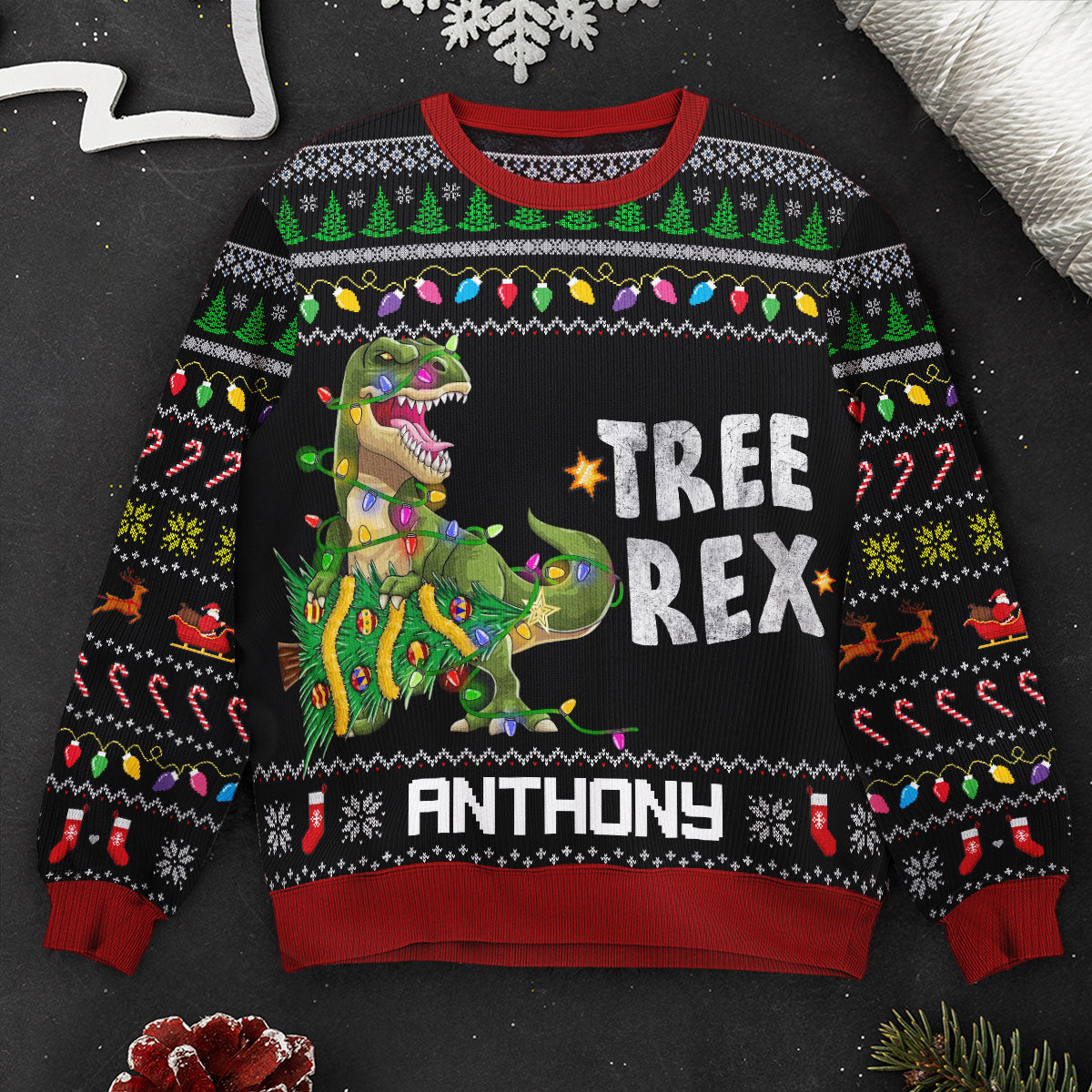 Tree Rex Custom Name - Personalized Ugly Sweater