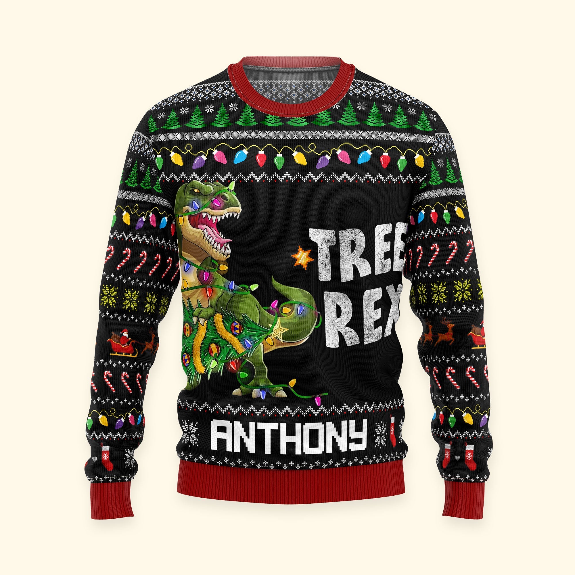 Tree Rex Custom Name - Personalized Ugly Sweater